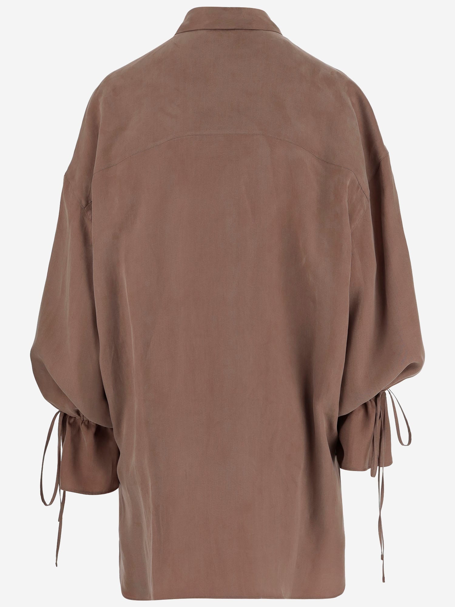 Blumarine Washed Gabardine Dress In Bear Brown