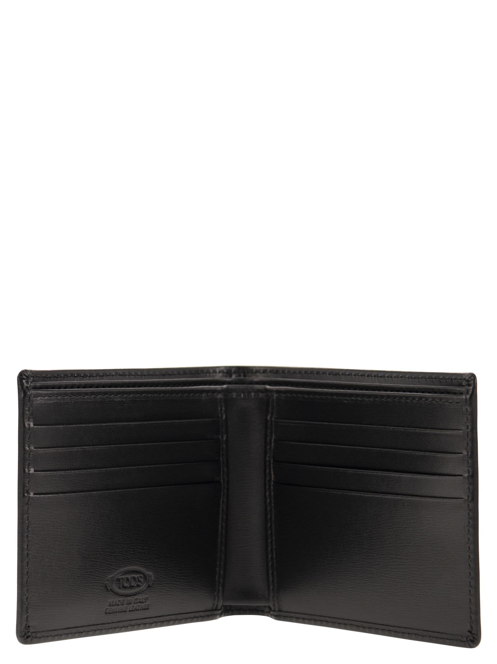 Shop Tod's Leather Wallet With Logo In Black