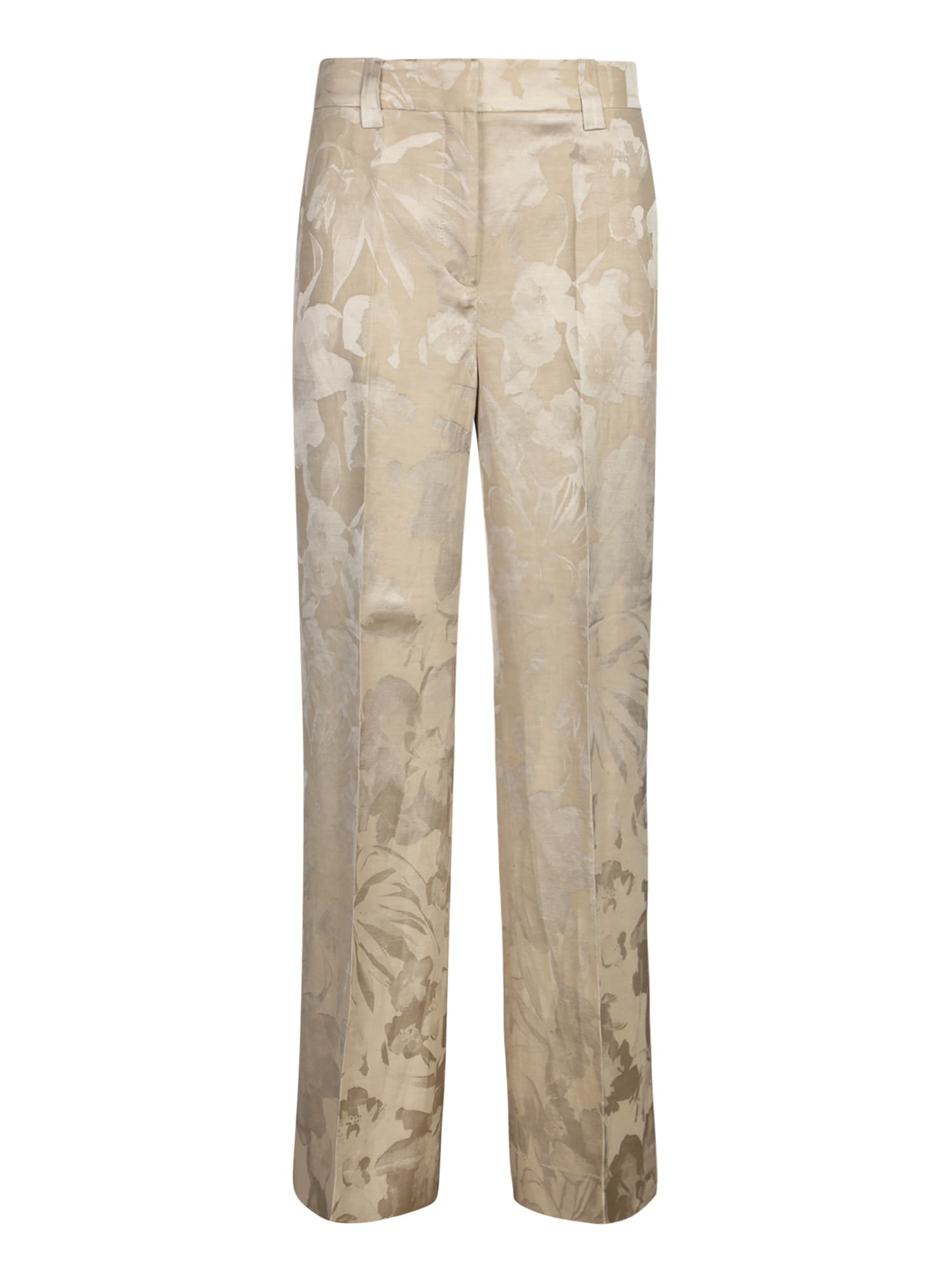 INCOTEX NEERA JACQUARD BEIGE TROUSERS