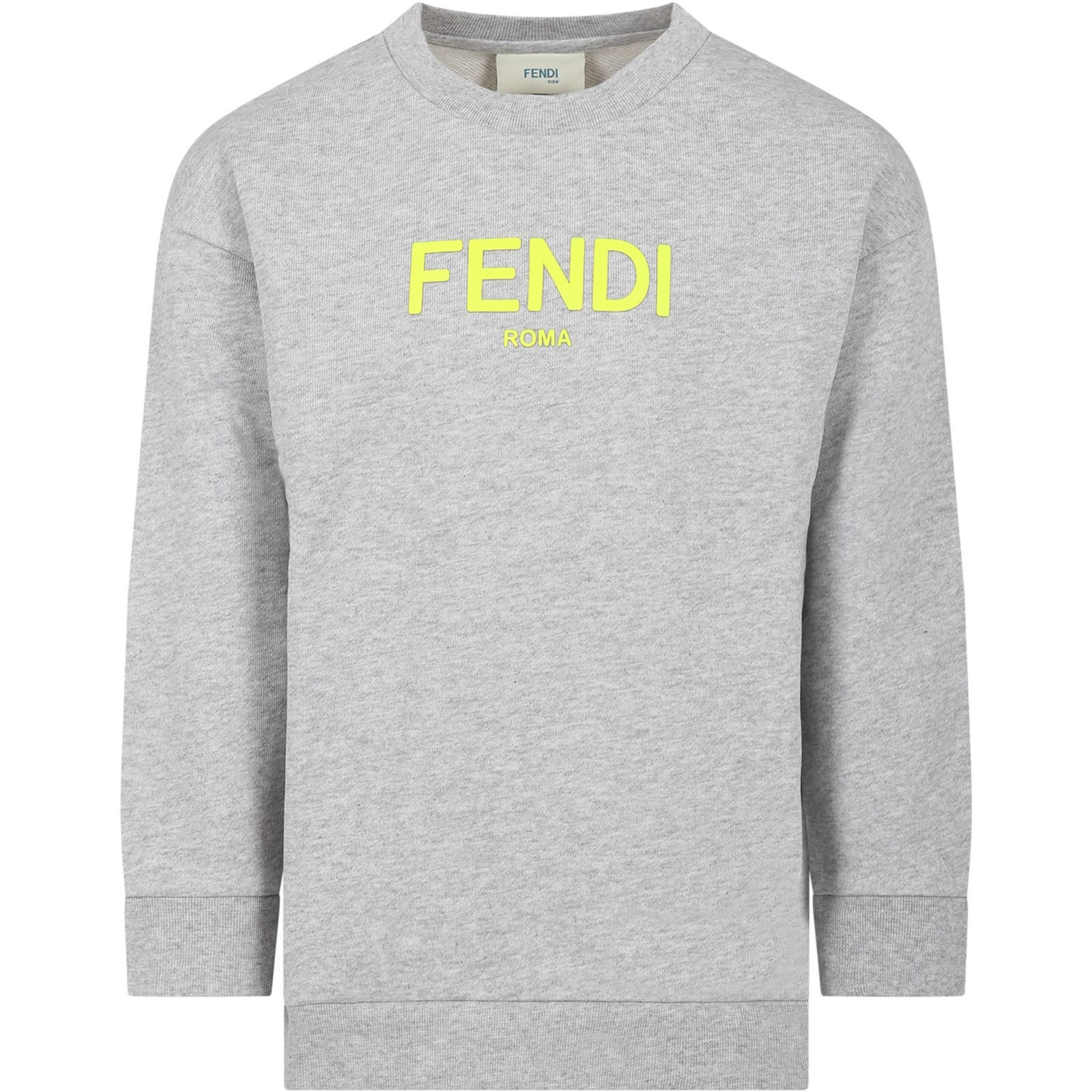 Fendi Grey Sweatshirt For Kids With Logo