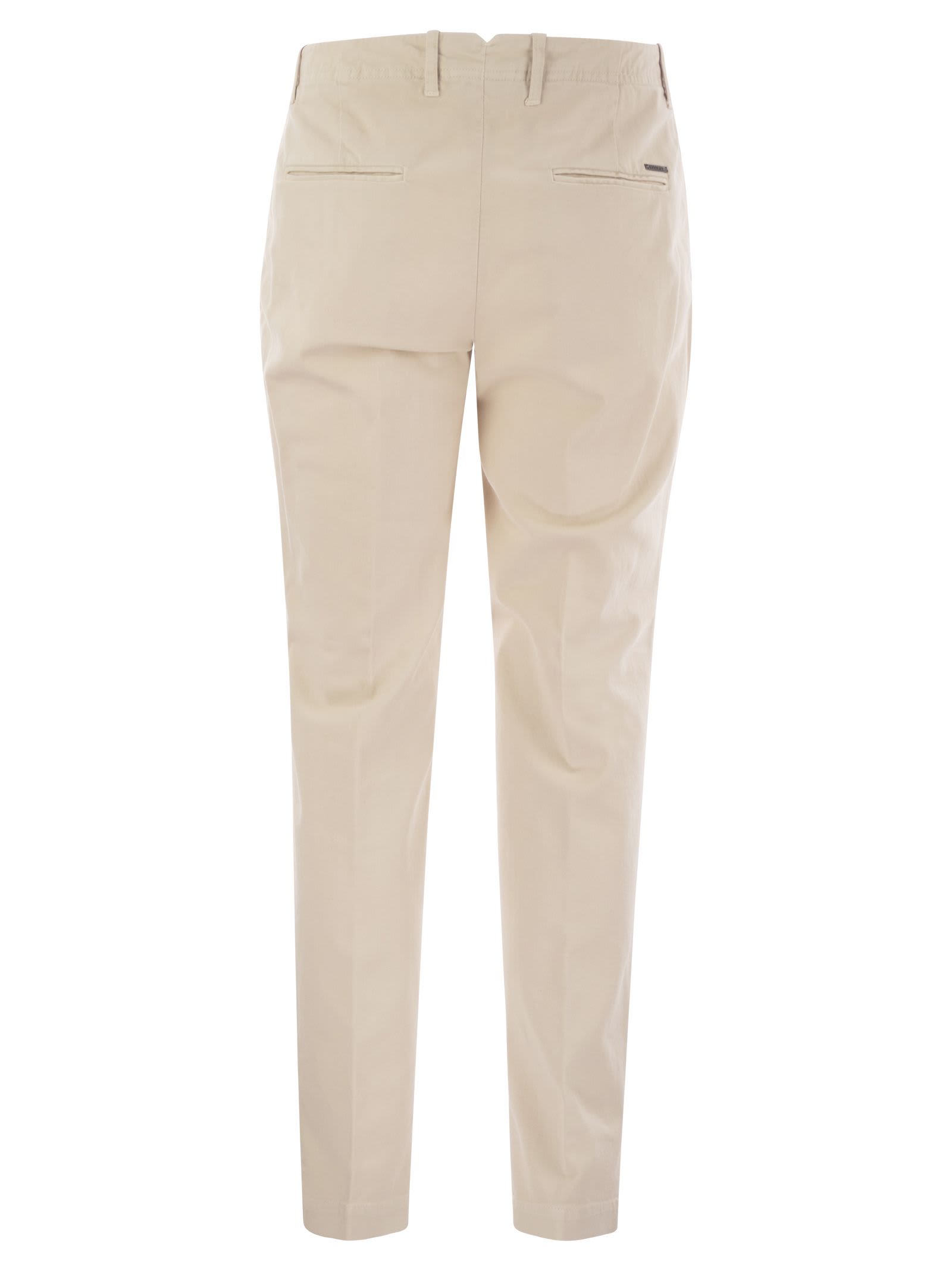 Shop Peserico Cotton Trousers With Darts In Pearl