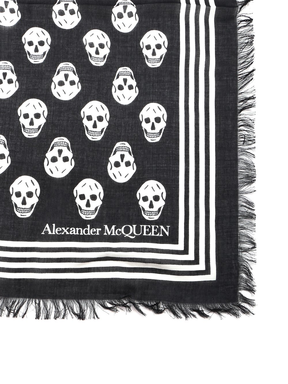 Shop Alexander Mcqueen Black/white Biker Skull Scarf In Black/ivory