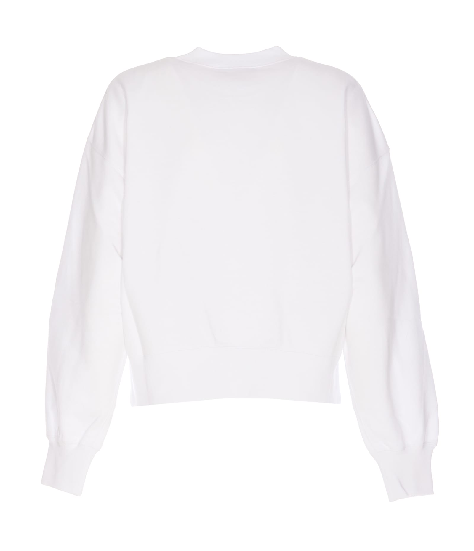 Gucci White Crewneck Sweatshirt With Logo Print And Web Detail In Cotton Woman In White