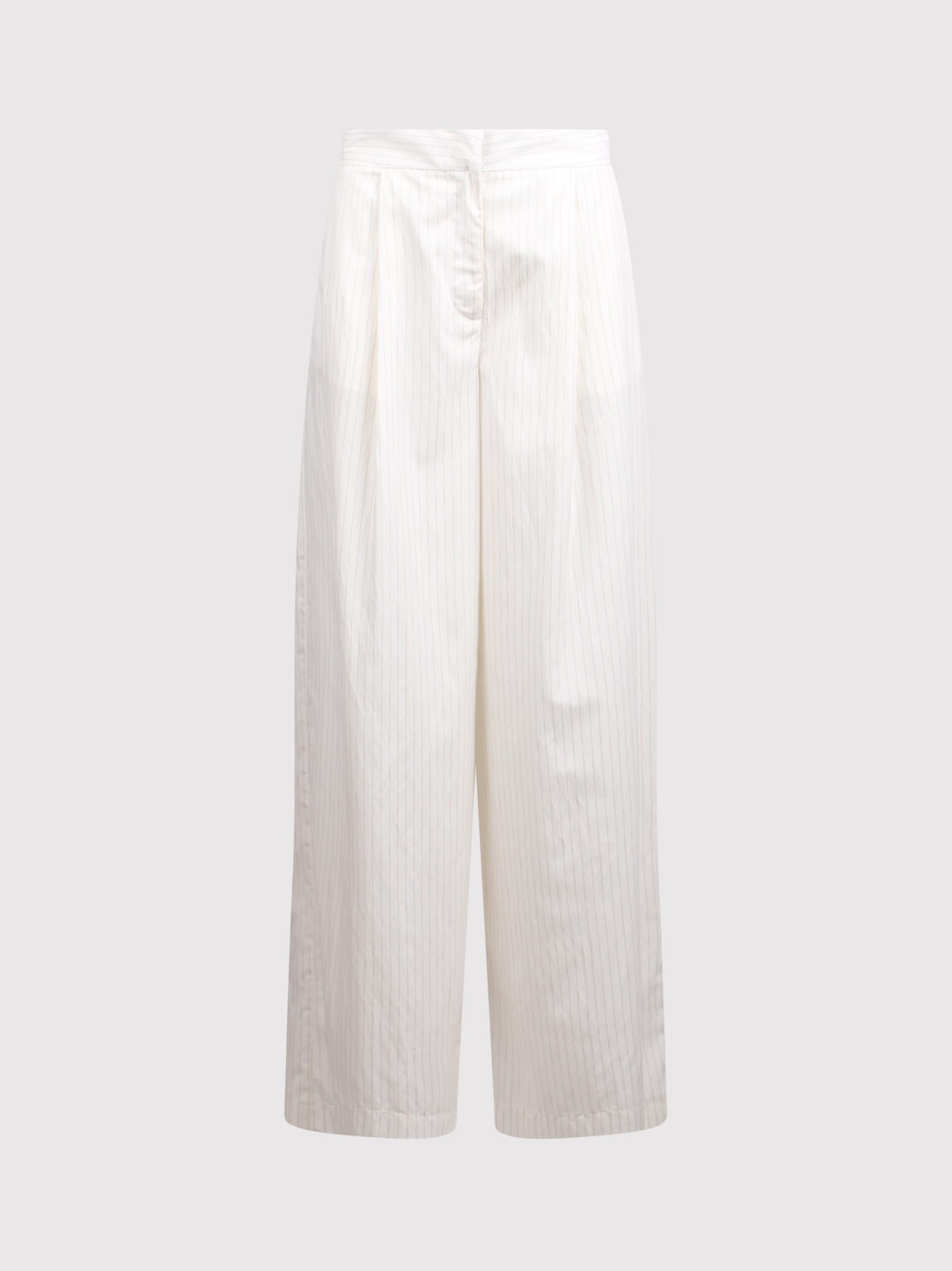 Federica Tosi Pinstriped Wide Trousers In White
