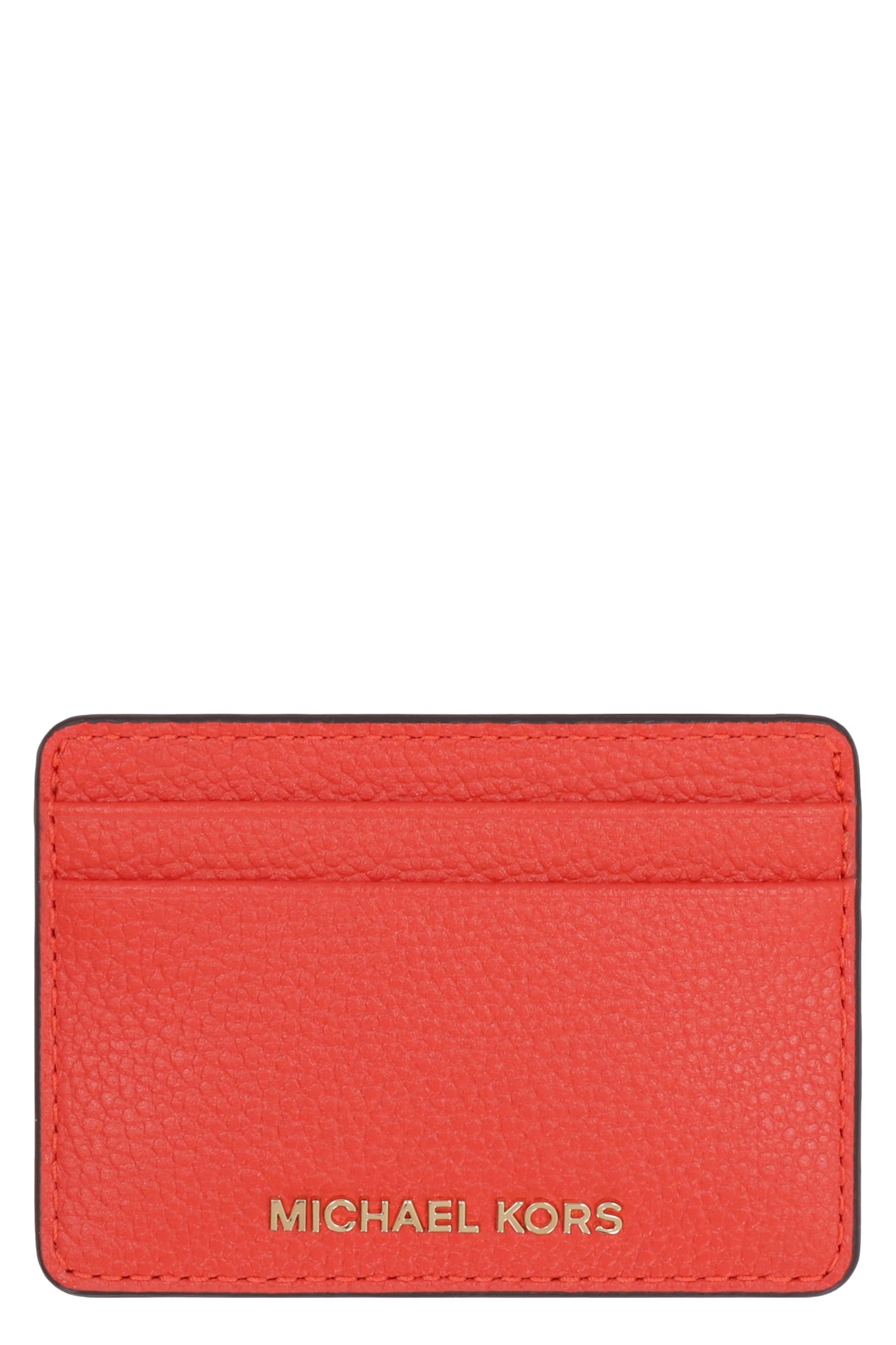Michael Michael Kors Jet Set Leather Card Holder In Red