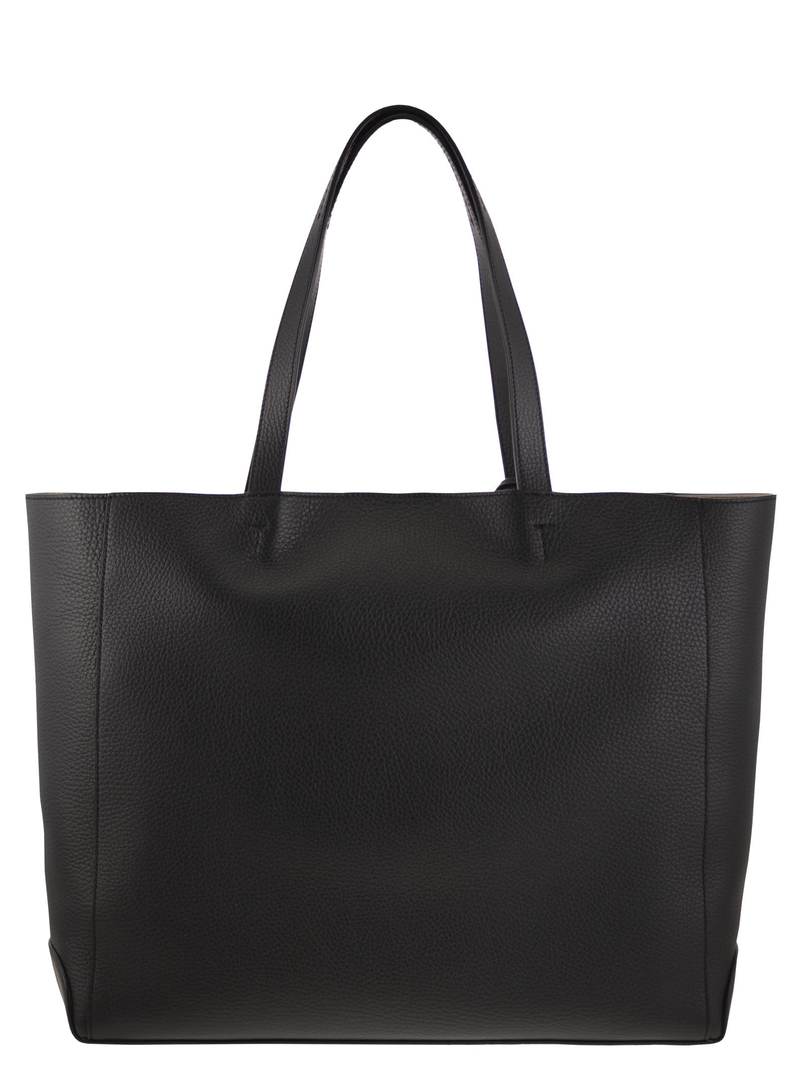 Shop Tod's Leather Shopping Bag In Black