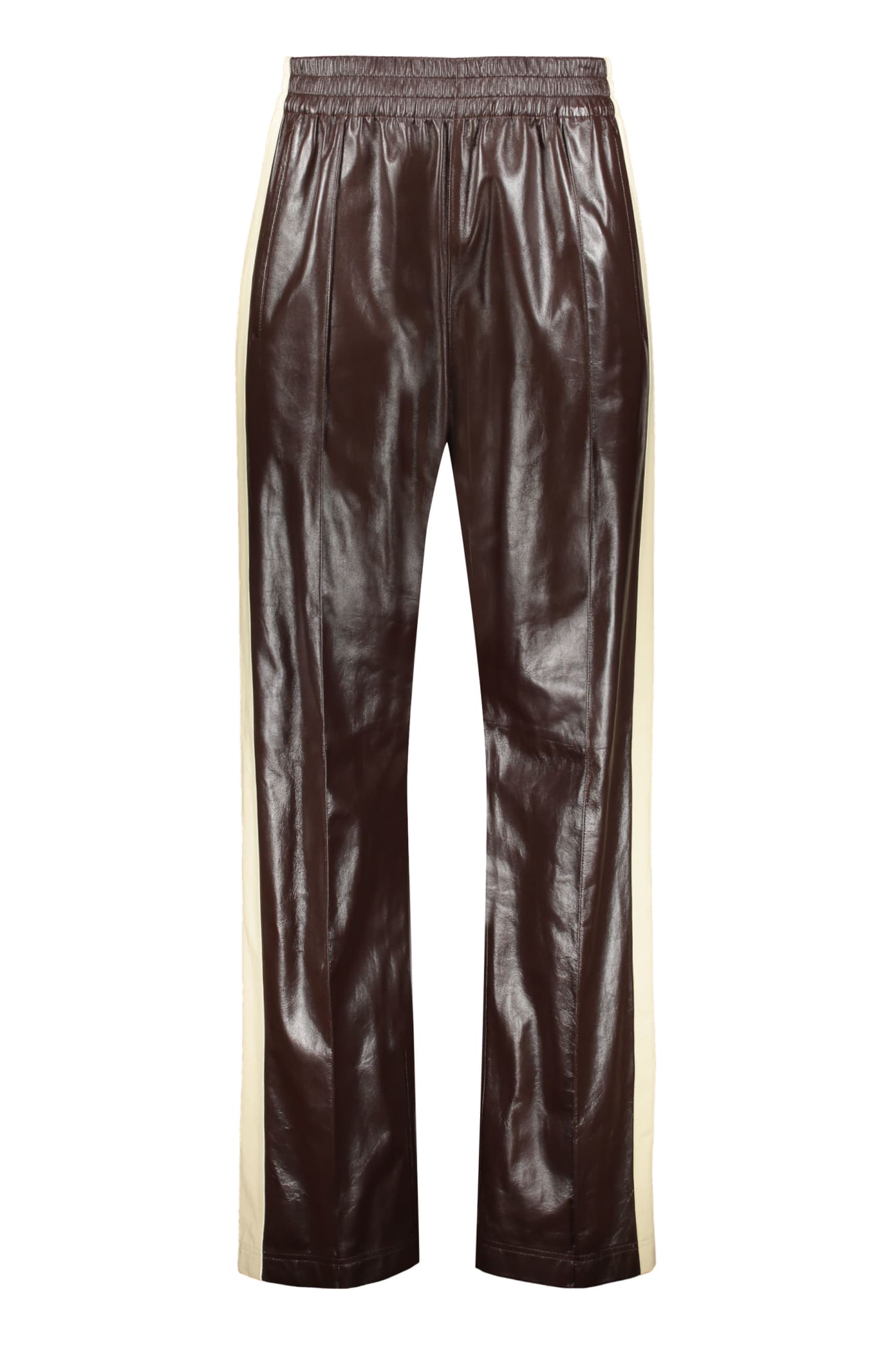 Shop Bottega Veneta Leather Pants In Brown