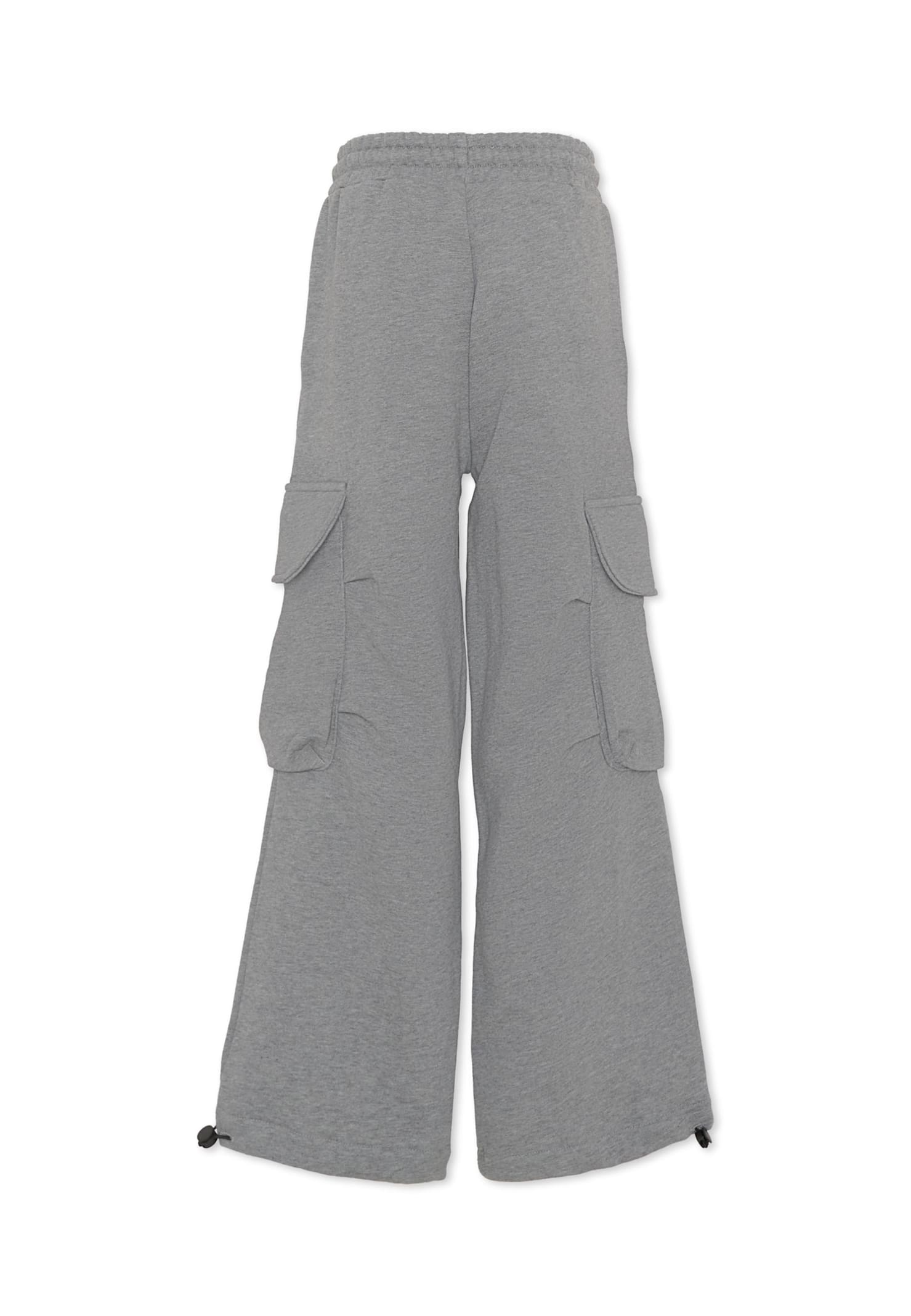 Msgm Drawstring Cargo Track Pants In Gray