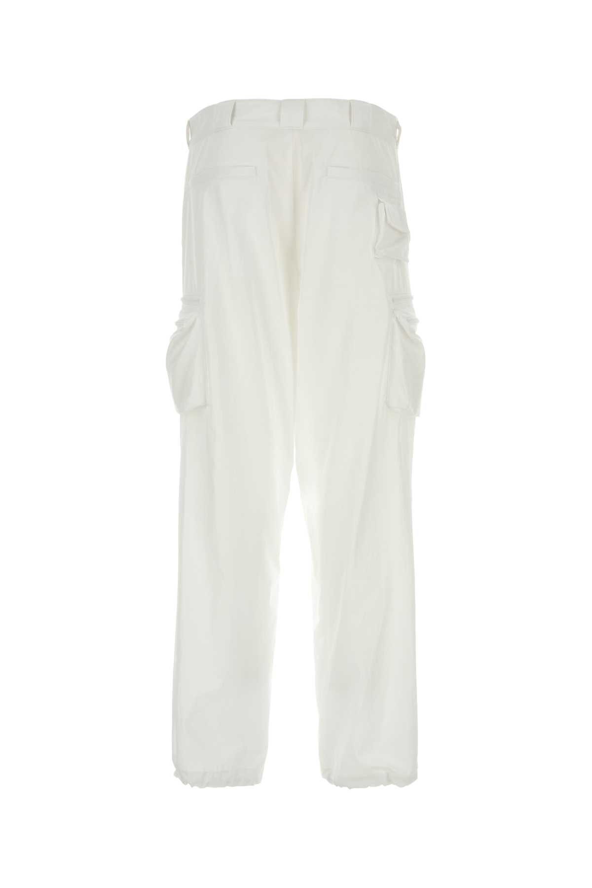 Shop Prada White Cotton Cargo Pant In Bianco