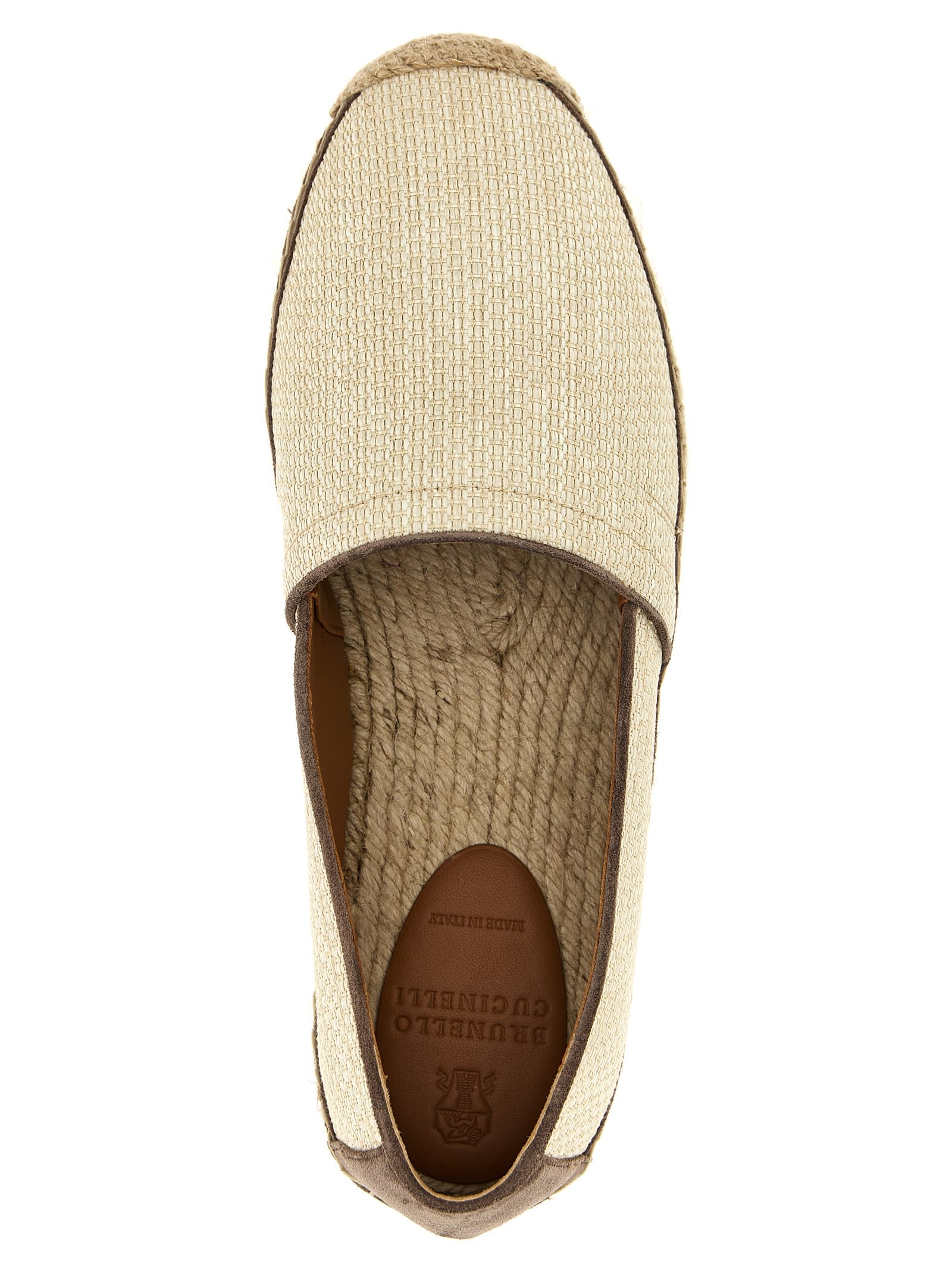 Brunello Cucinelli Round Toe Espadrilles With Woven Sole In Beige