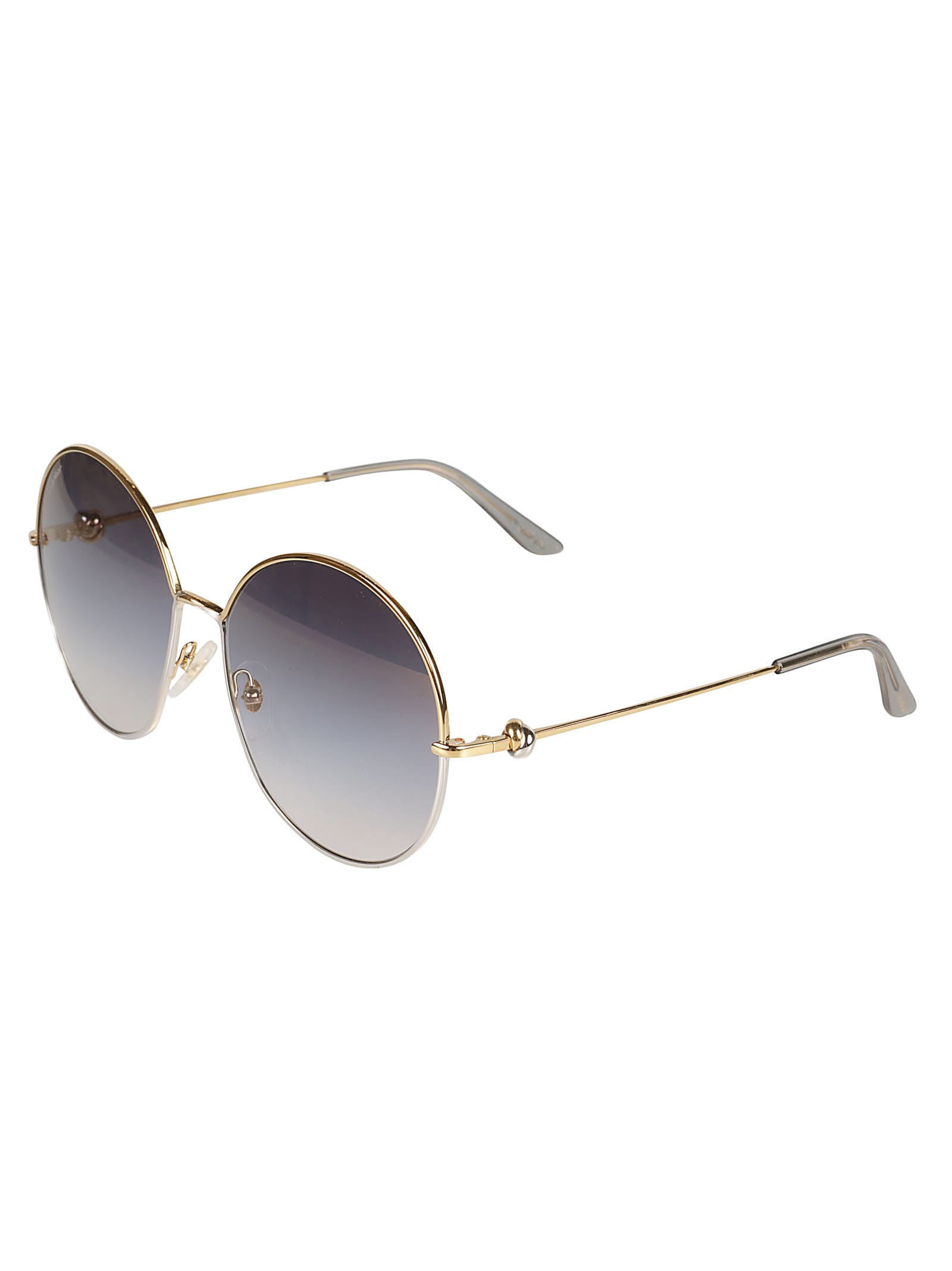 Shop Cartier Round Classic Sunglasses In Gold/grey