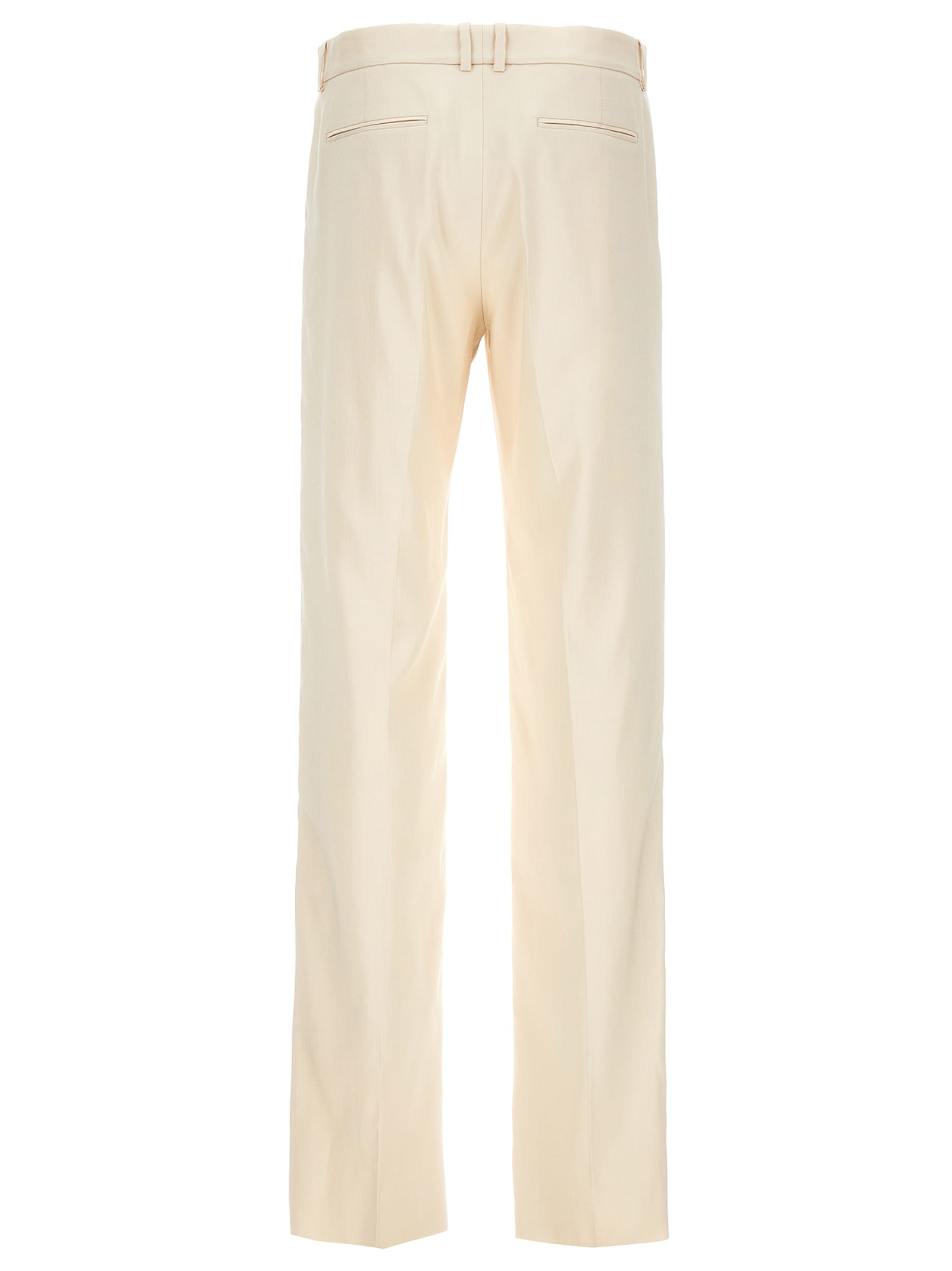 Shop Saint Laurent Silk Tuxedo-style Pants In White