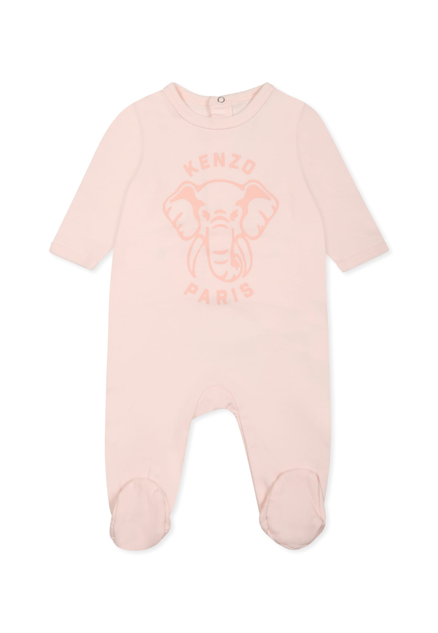 Kenzo Pink Babygrow Set For Baby Girl With Elephant In Pink