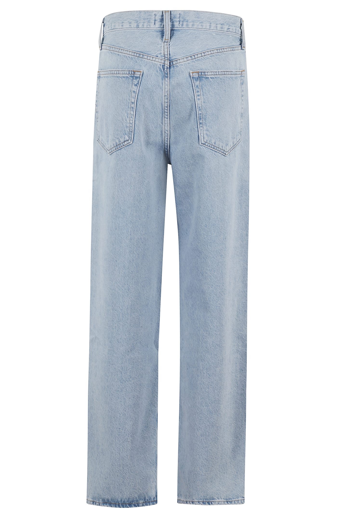 Agolde Blue Jeans With Wide Leg And Logo Patch On The Rear In Prvl Prevail