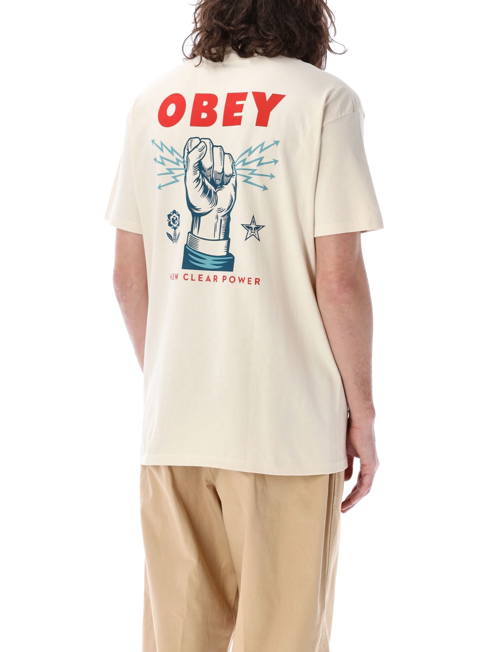 Shop Obey New Clear Power T-shirt In Cream