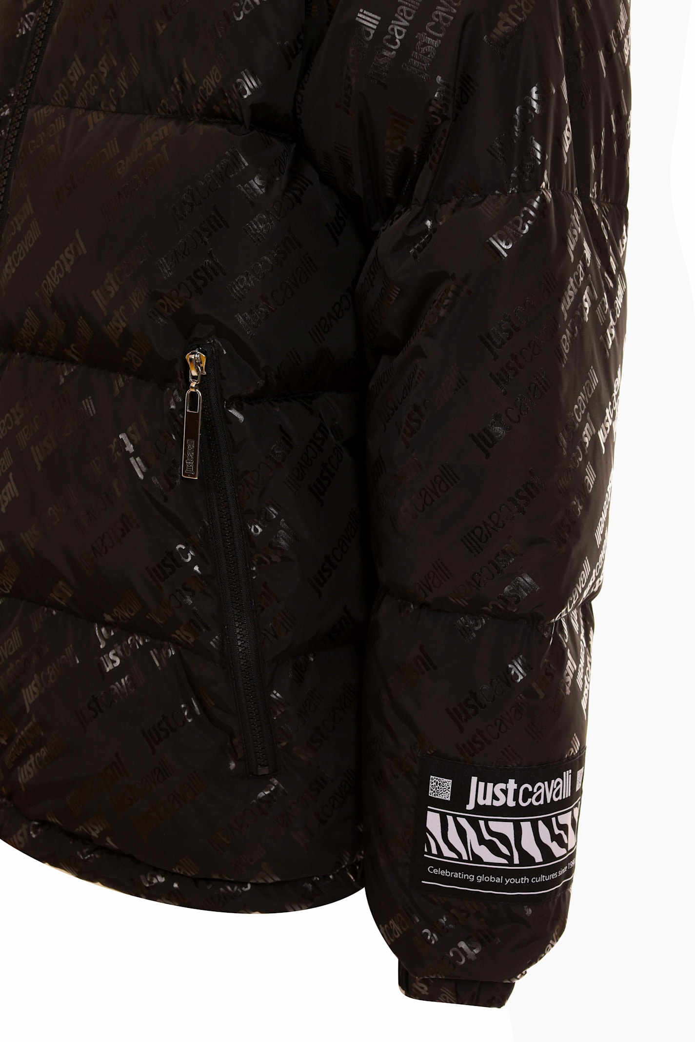 Shop Just Cavalli Black Down Jacket