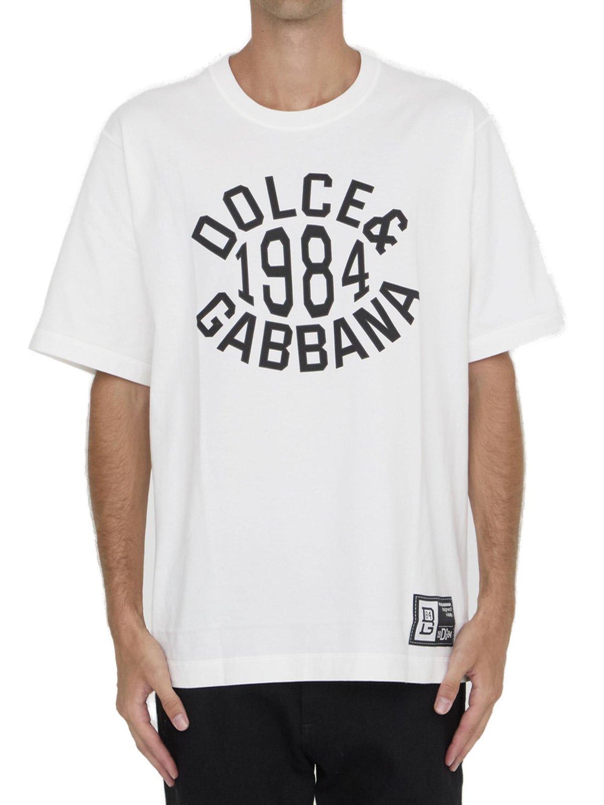 Shop Dolce & Gabbana Logo Printed Crewneck T-shirt In White