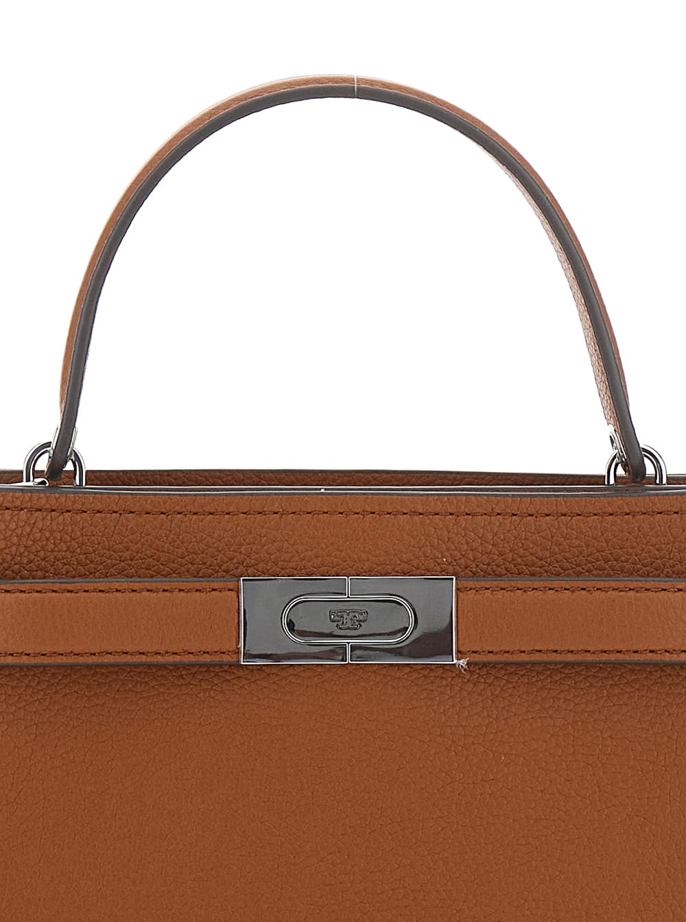 Tory Burch Petite Lee Radziwill Brown Crossbody Bag With Adjustable And Removable Shoulder Strap And T-buckle C In Pink