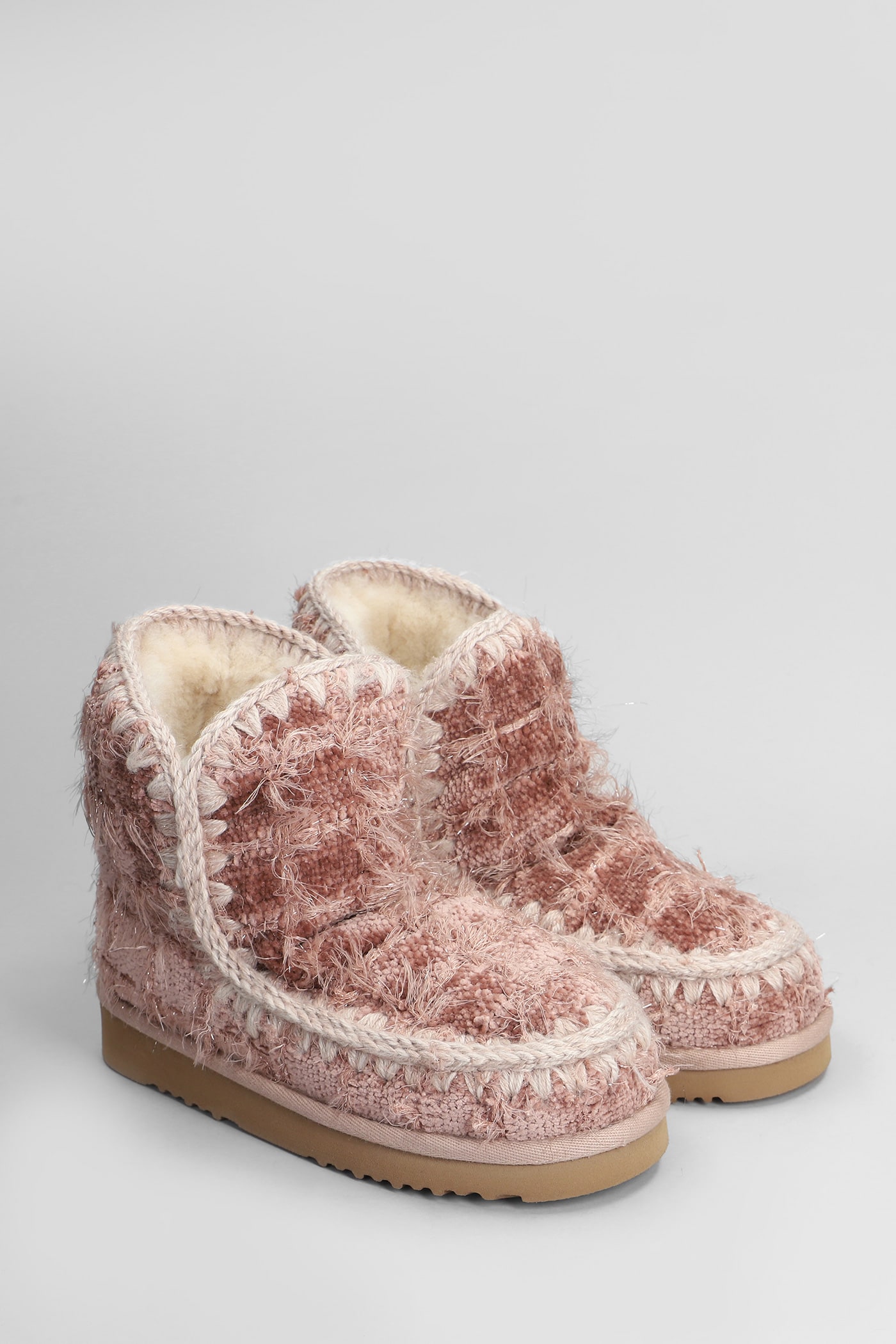 Shop Mou Eskimo 18 Low Heels Ankle Boots In Rose-pink Leather