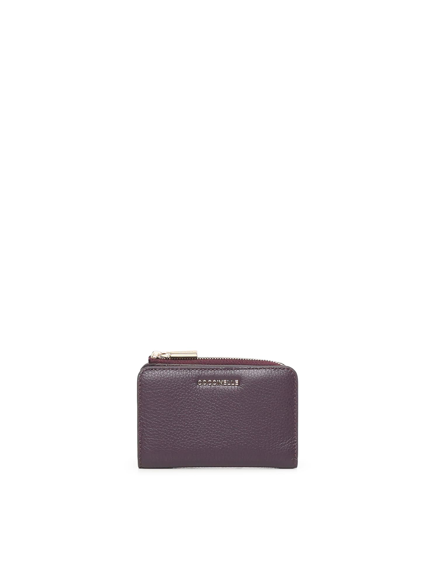 Coccinelle Soft Wallet With Zip In Purple