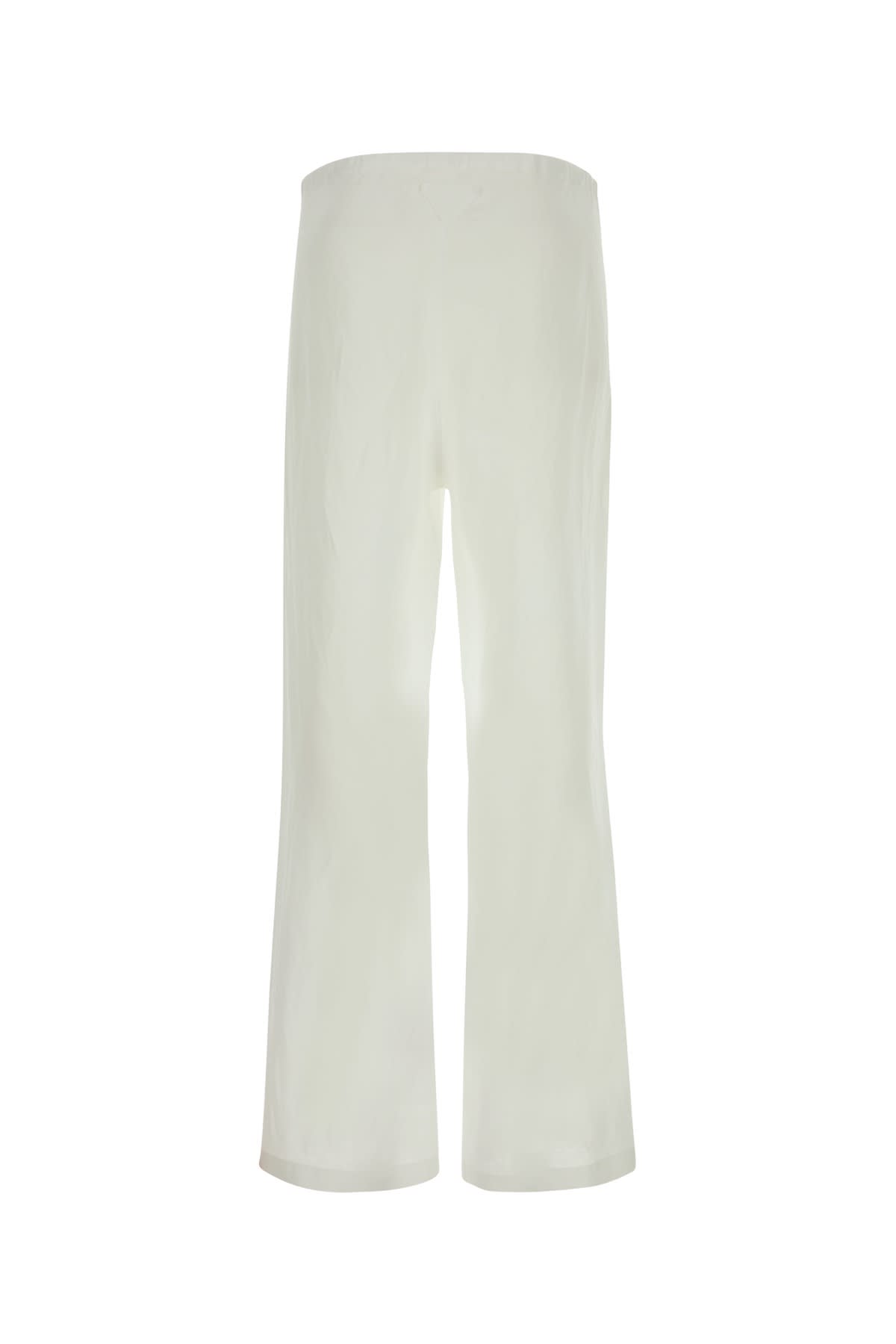 Shop Prada White Cotton Wide-leg Pant In Bianco