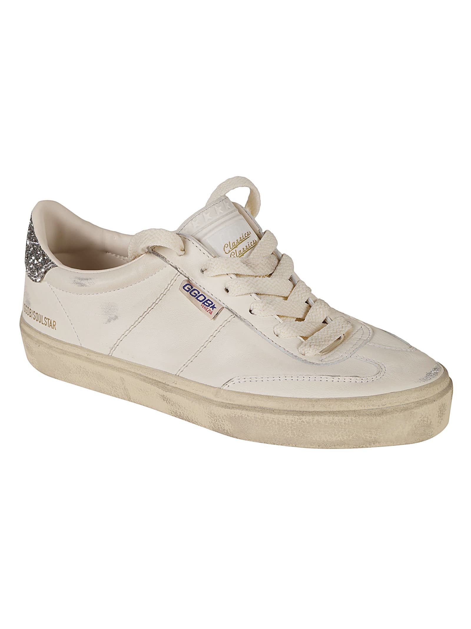 Shop Golden Goose Soul Star Sneakers In White/silver