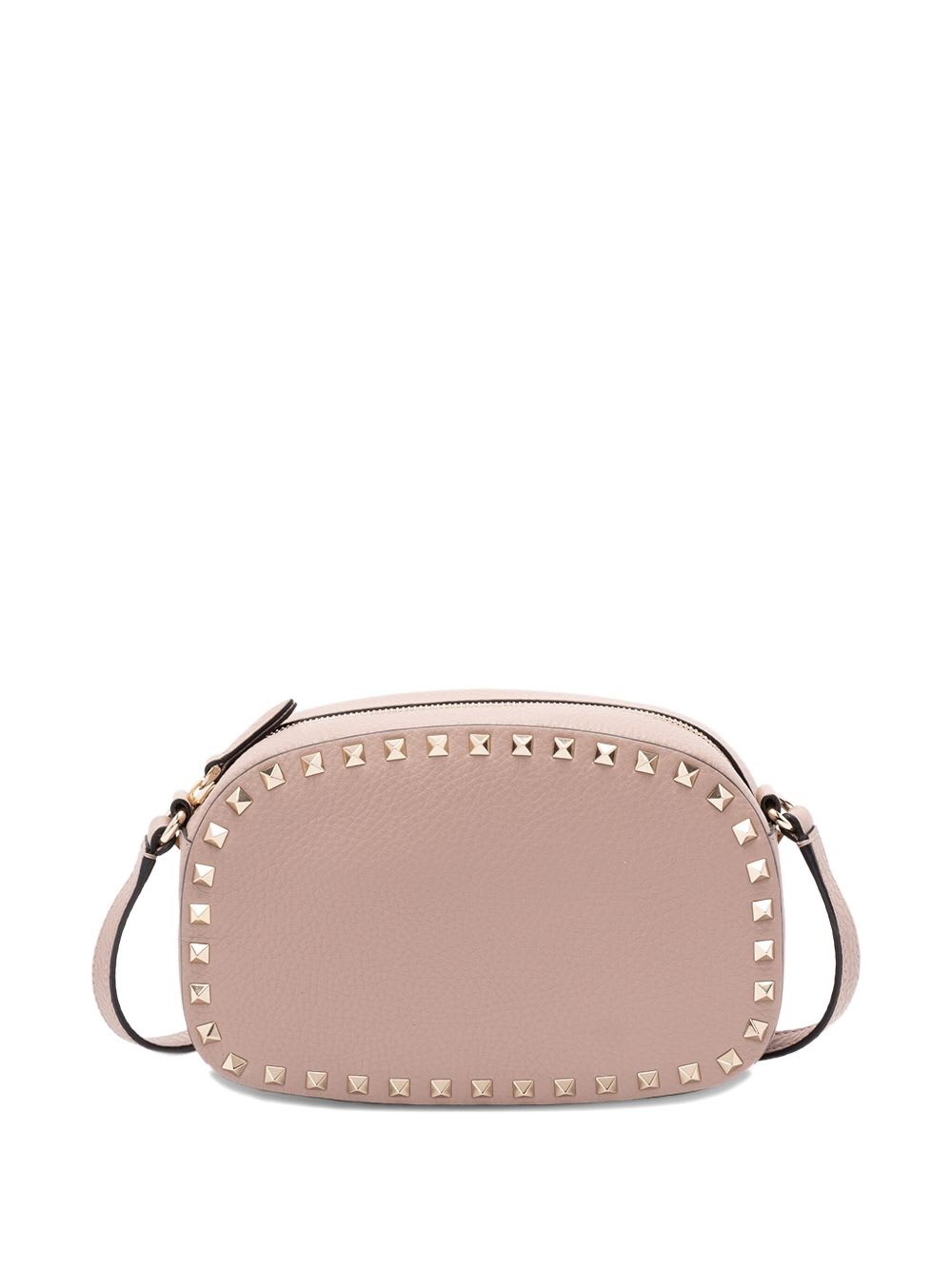 Valentino Garavani Chain Strap Studded Pebbled Texture Cross-body Bag In Gray