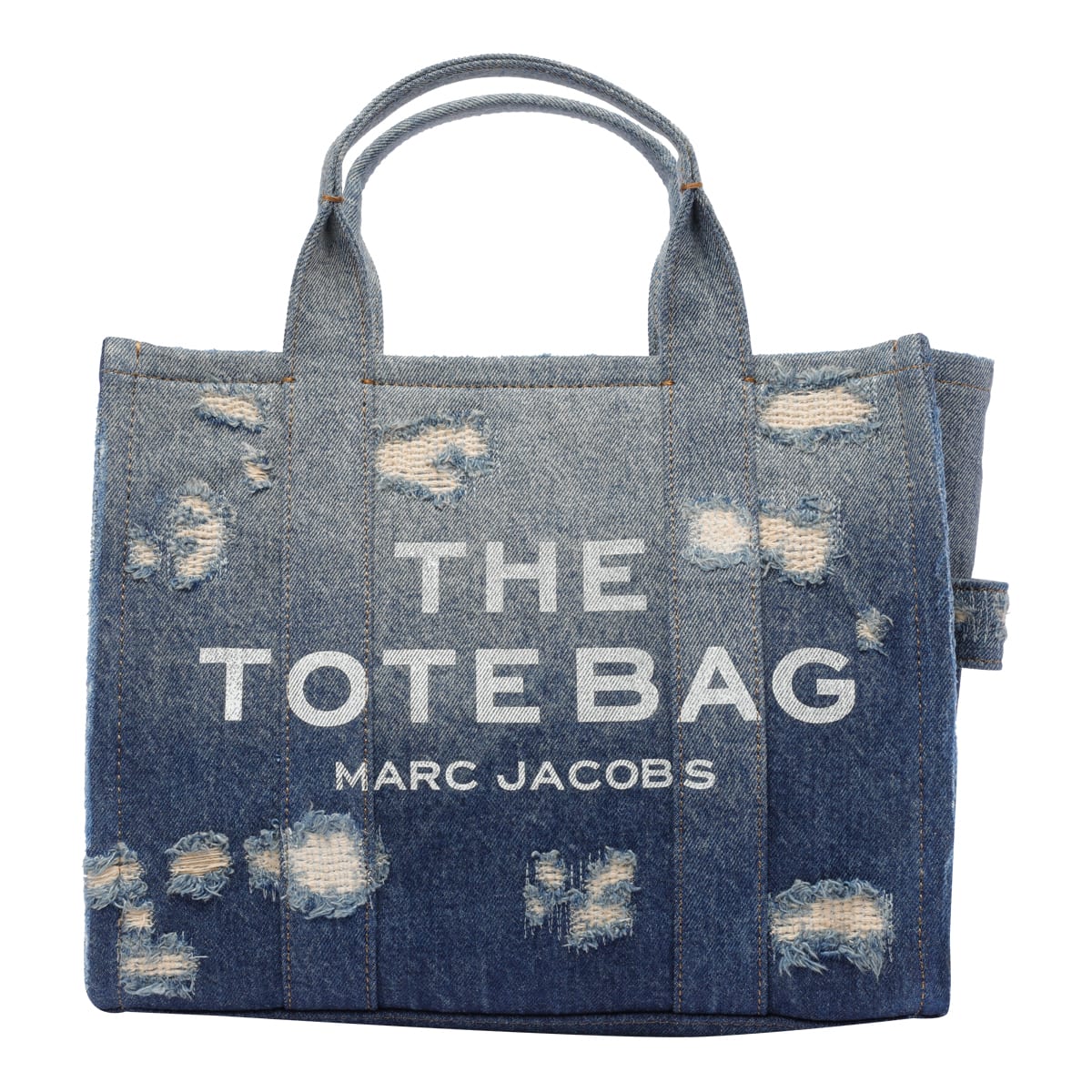 Shop Marc Jacobs The Denim Medium Rip And Repair Tote Bag In Blue