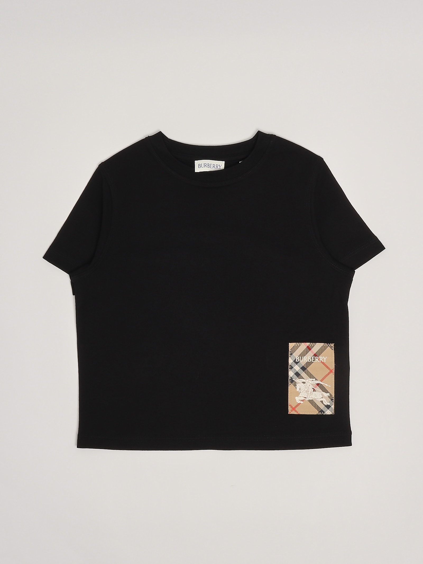 Burberry Boy's Cedar Ekd Label Short-sleeve Cotton T-shirt In Nero