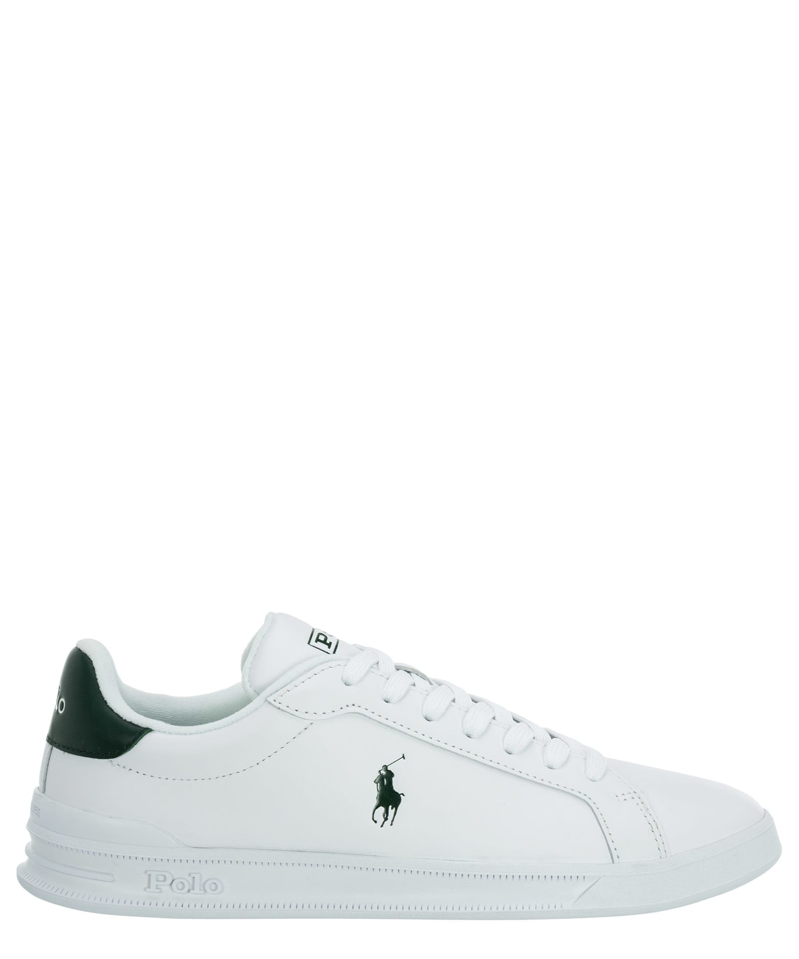 Shop Polo Ralph Lauren Court Ii Heritage Leather Sneakers In White/green