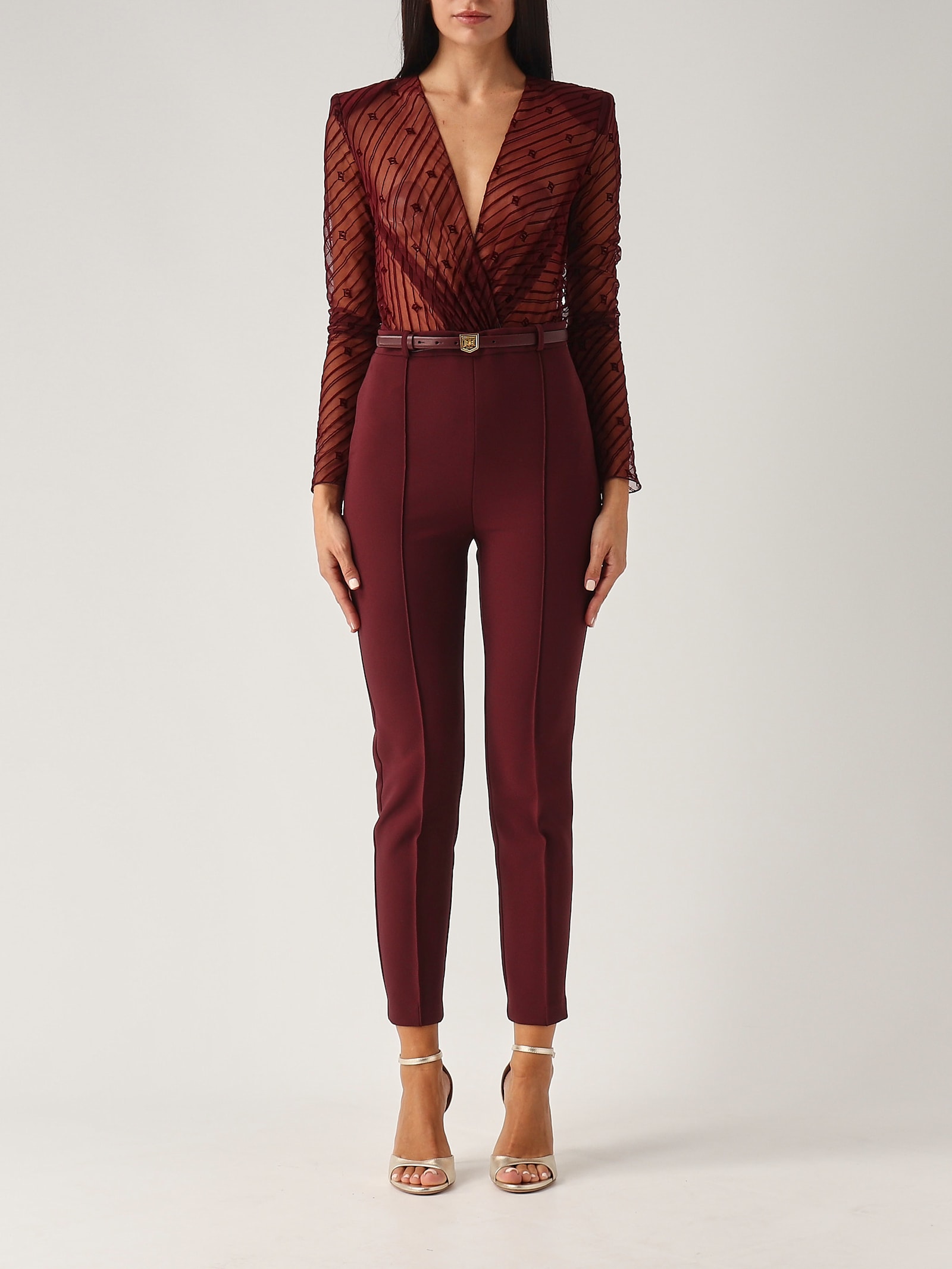 Shop Elisabetta Franchi Poliester Jump Suit In Vinaccia