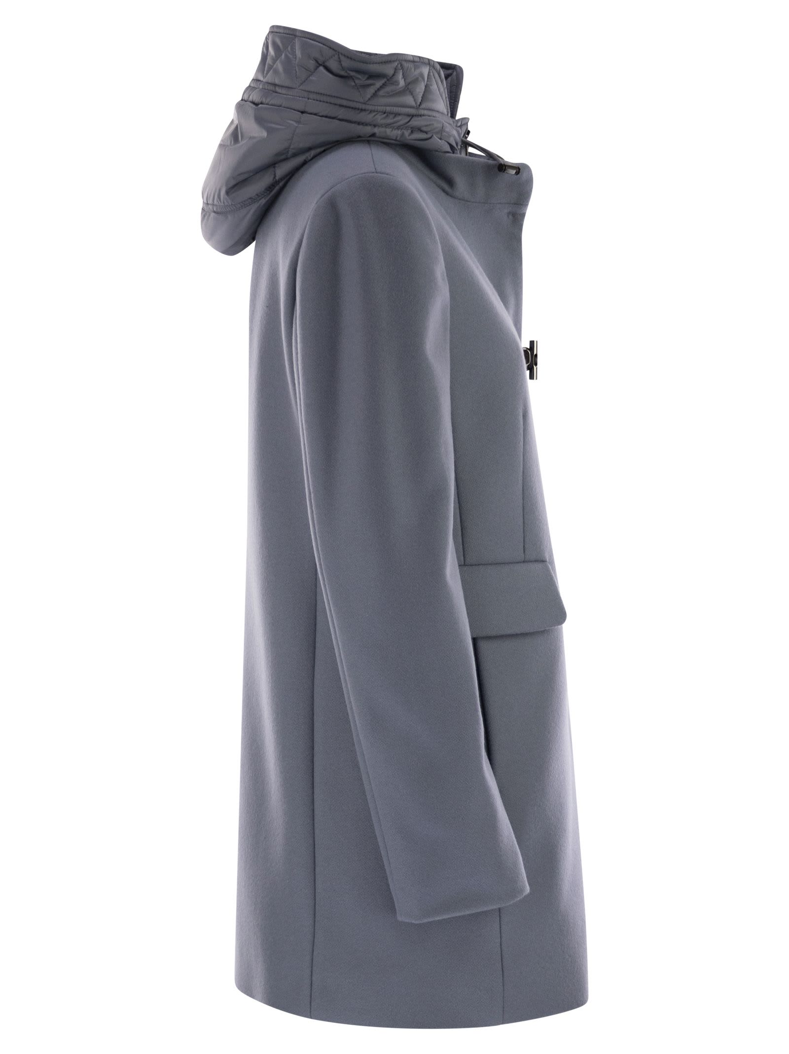 Fay Toggle Coat In Wool Cloth In Gray