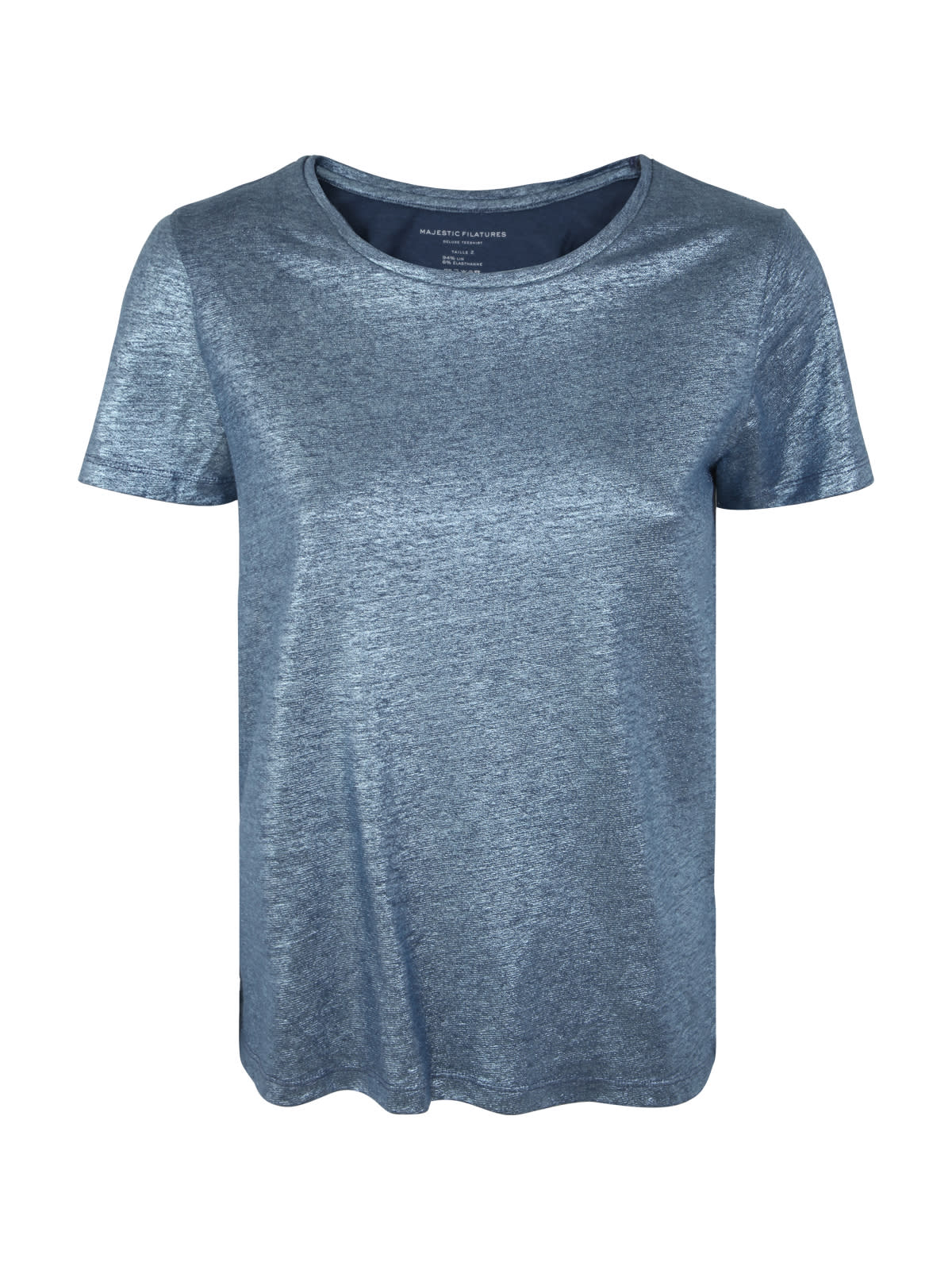 Majestic "clea" Dress Silk Satin In Jeans Blue