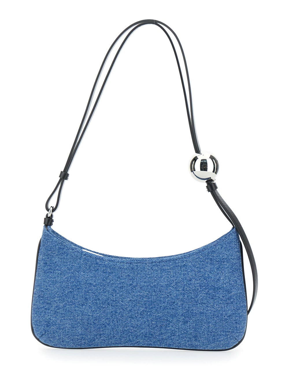 Shop Jacquemus Le Bisou Perle Light Blue Shoulder Bag With Logo Detail In Denim Woman