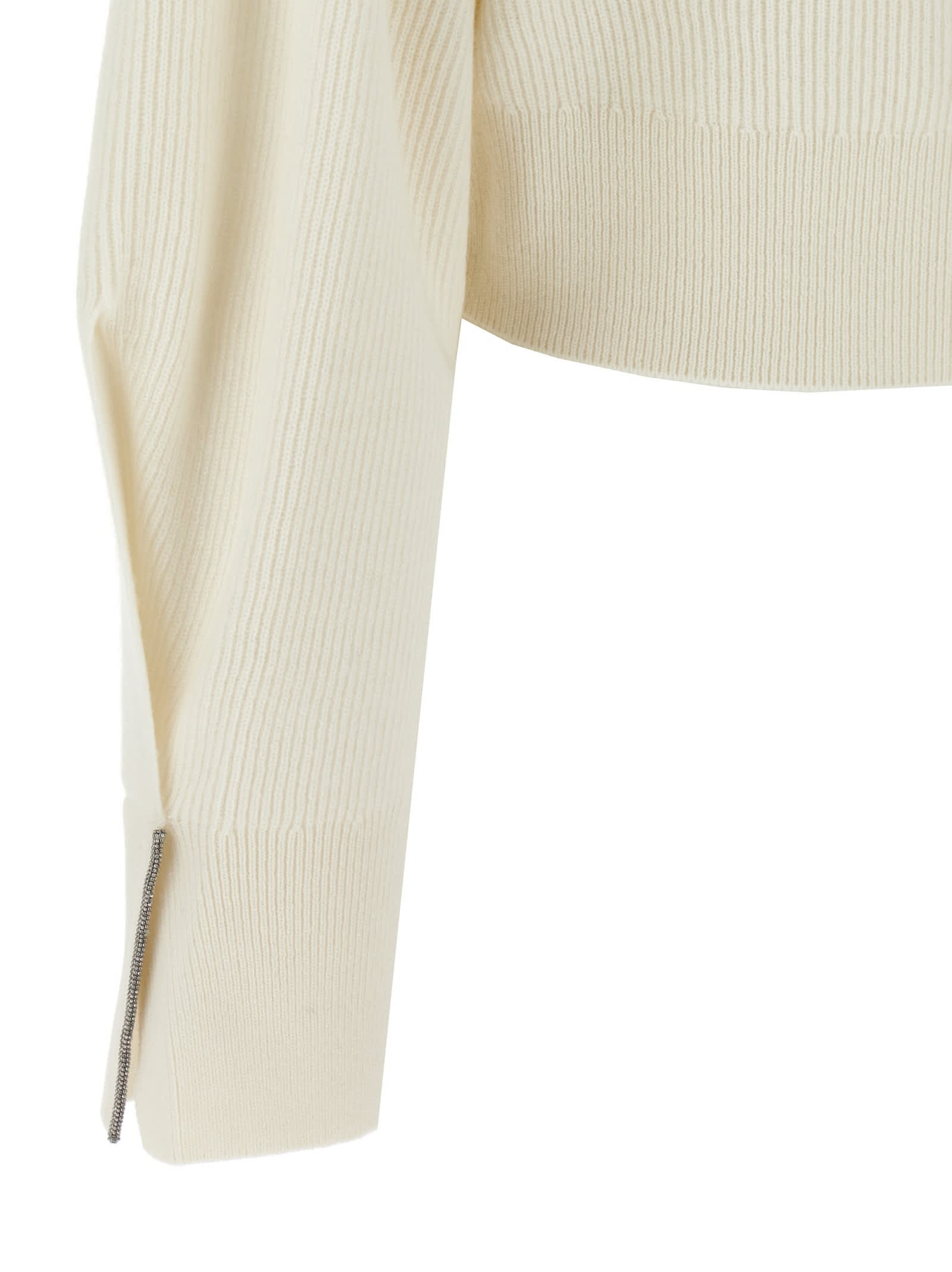 Shop Brunello Cucinelli Monile Ribbed Sweater In White