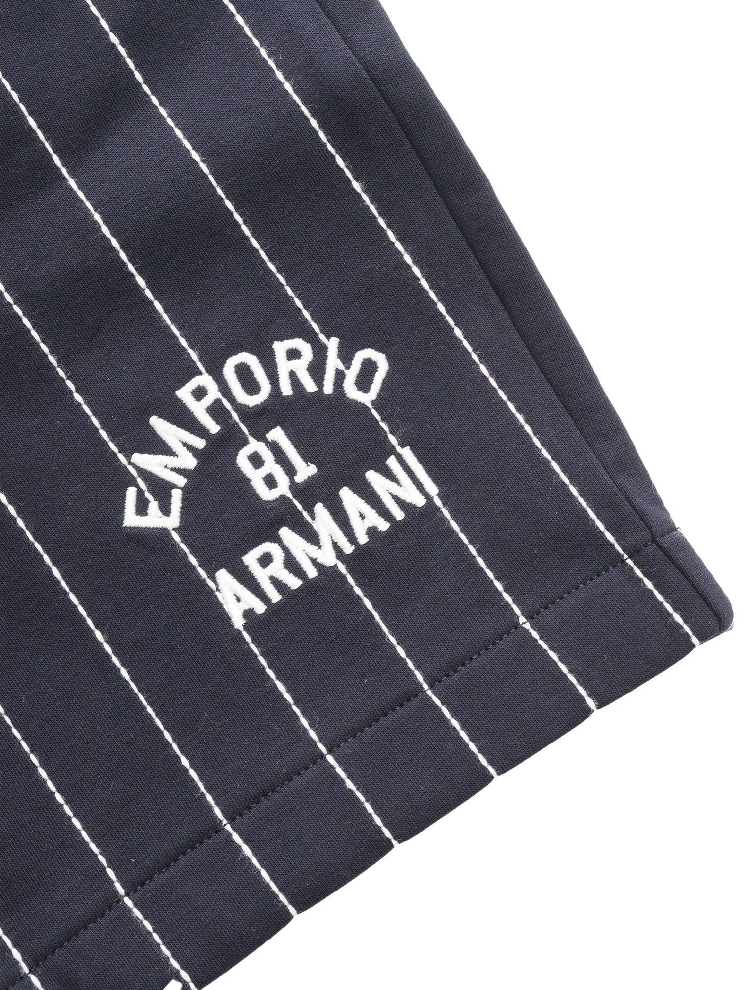 Emporio Armani Boys Navy Blue Pin Stripe Cotton Shorts In Blue