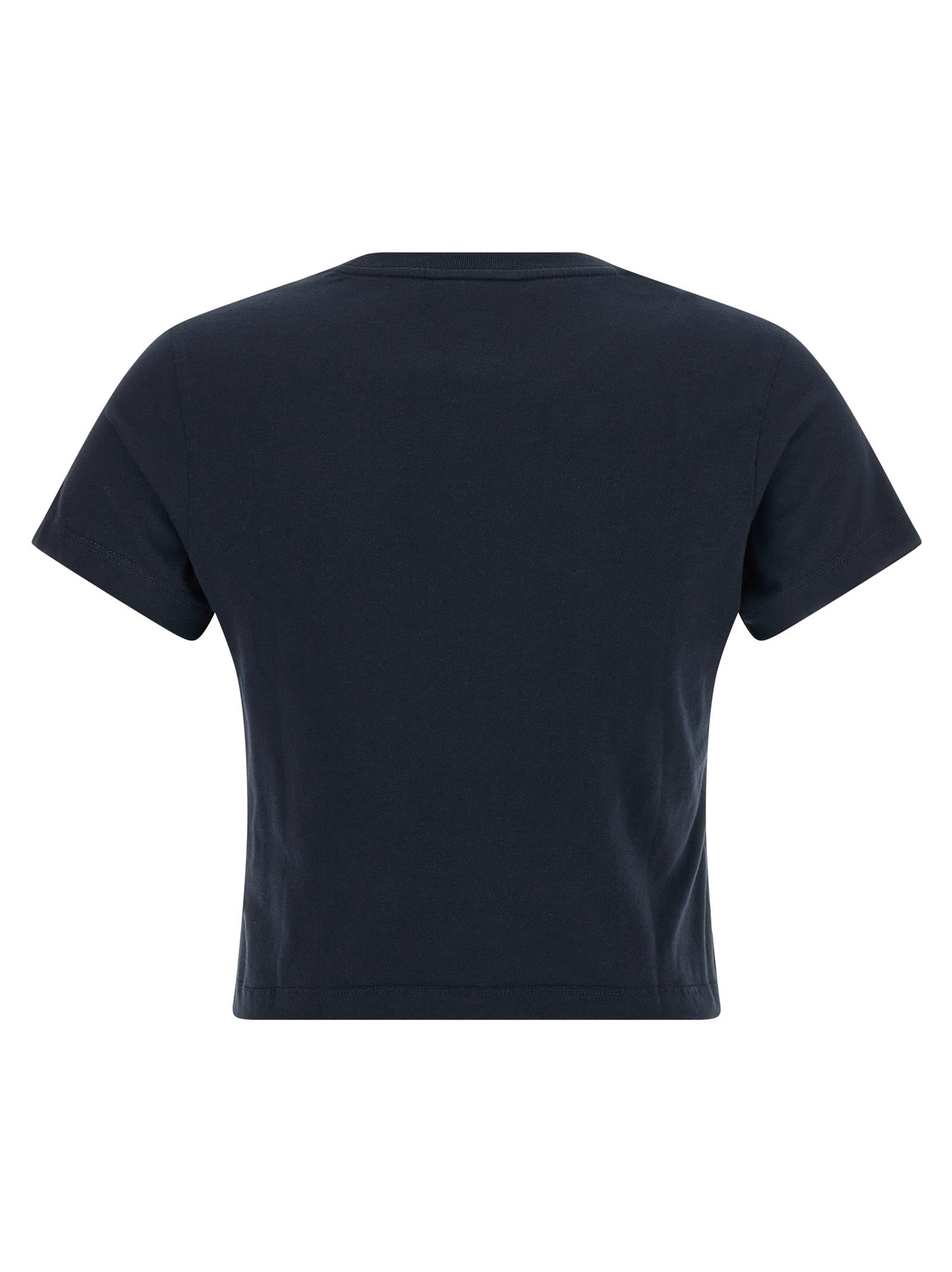 Maison Kitsuné Lady Fox Baby Embroidered Cotton Cropped Top In Blue