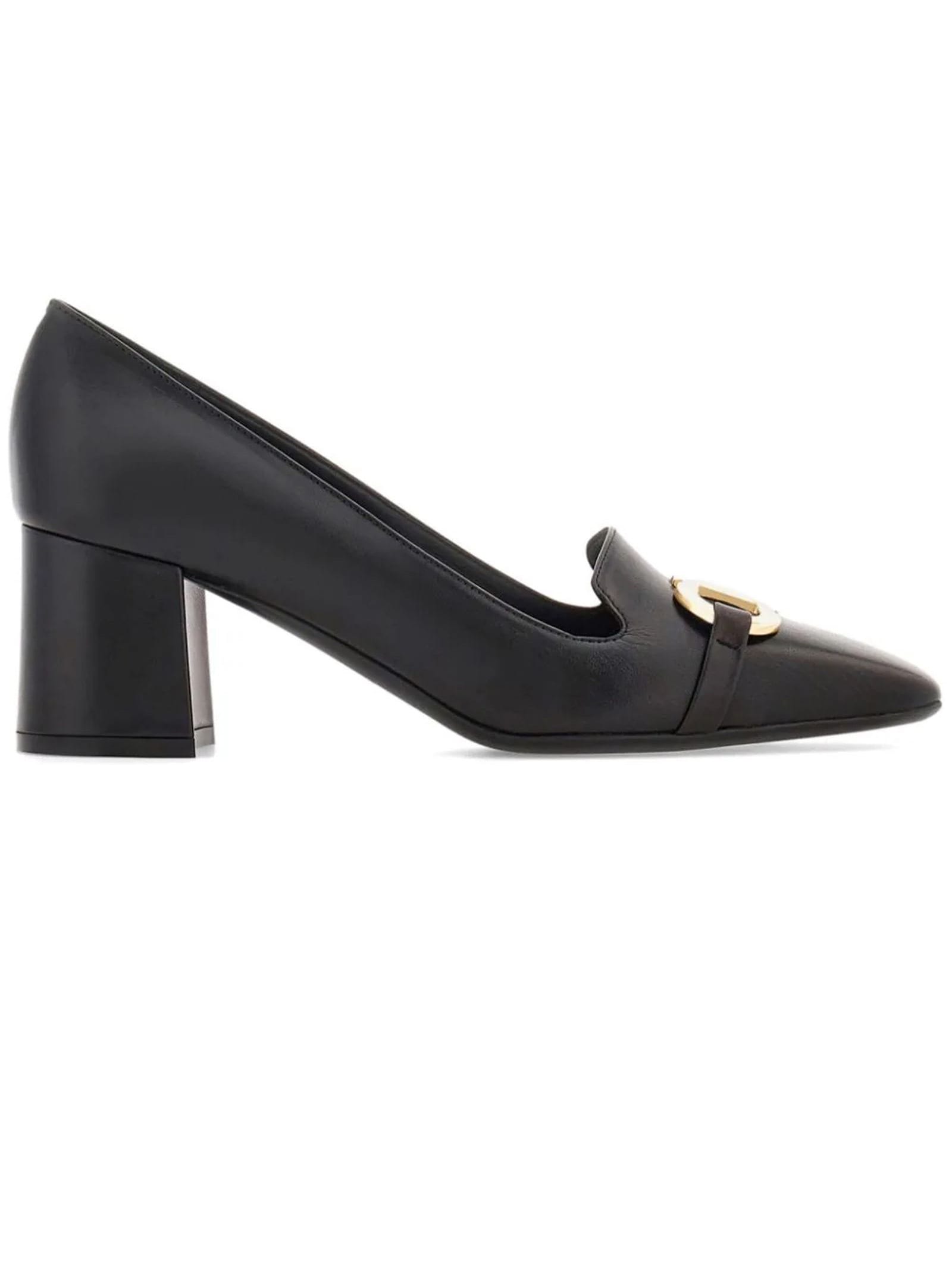 Shop Ferragamo Black Lambskin Gancini Pumps