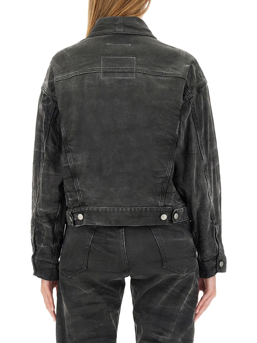 Mm6 Maison Margiela Distressed Denim Jacket In Black