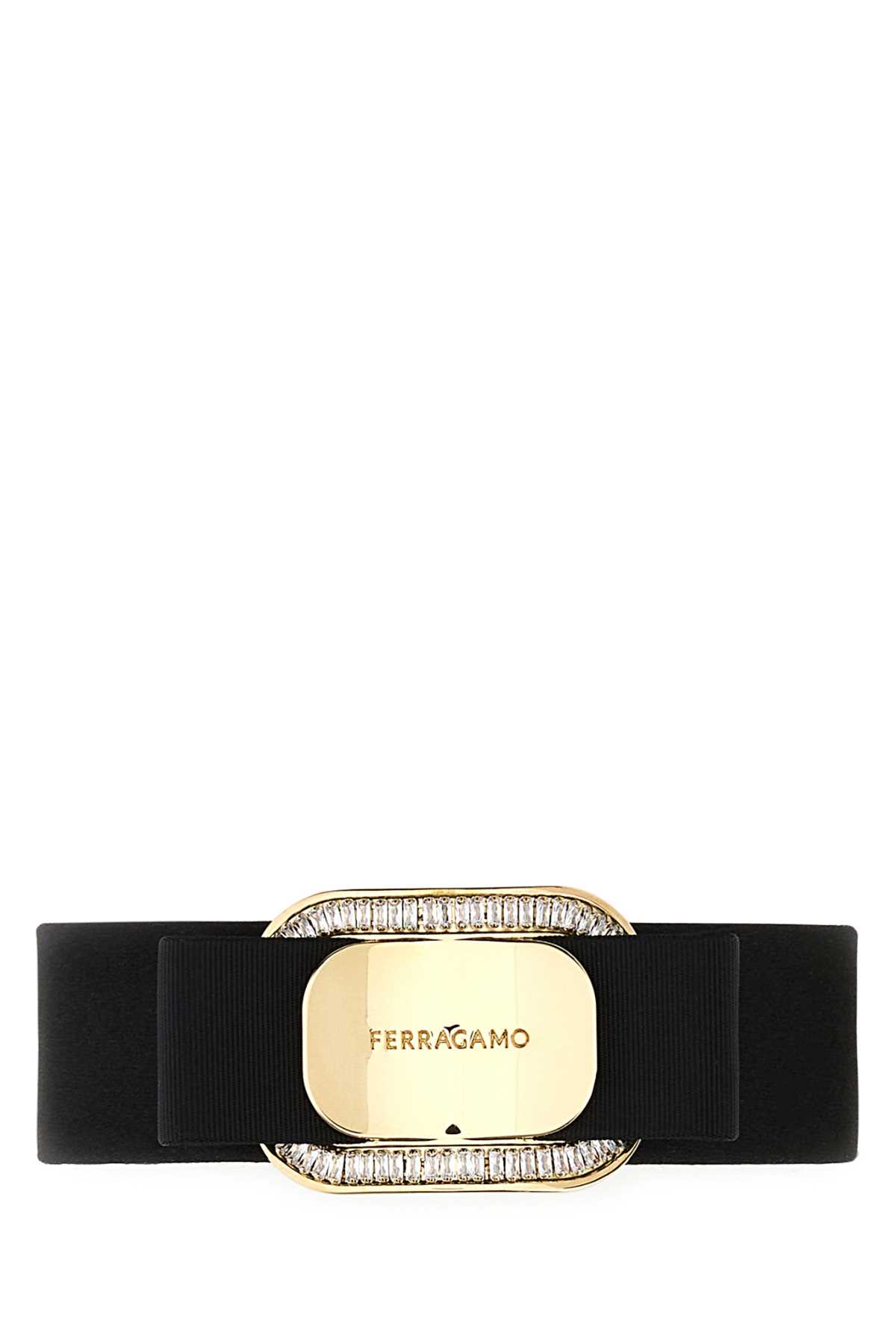 Shop Ferragamo Black Satin Hair Clip In Nero