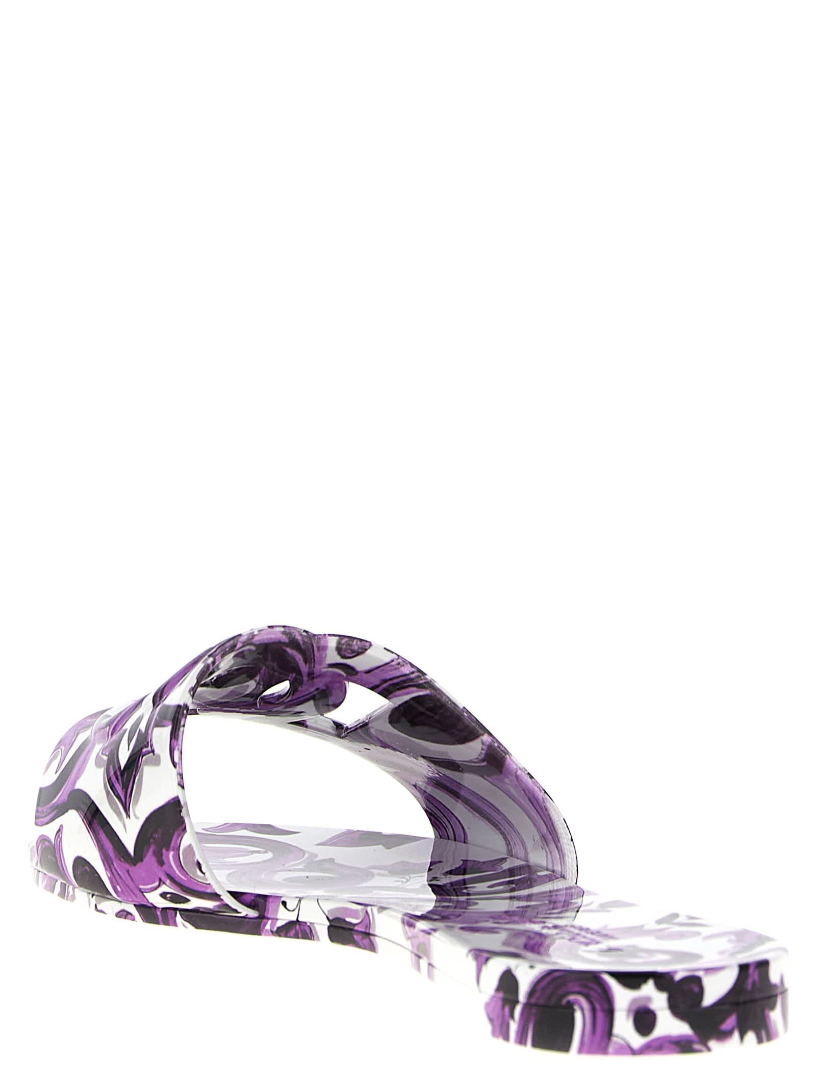 Dolce & Gabbana Maiolica Print Slids In Purple
