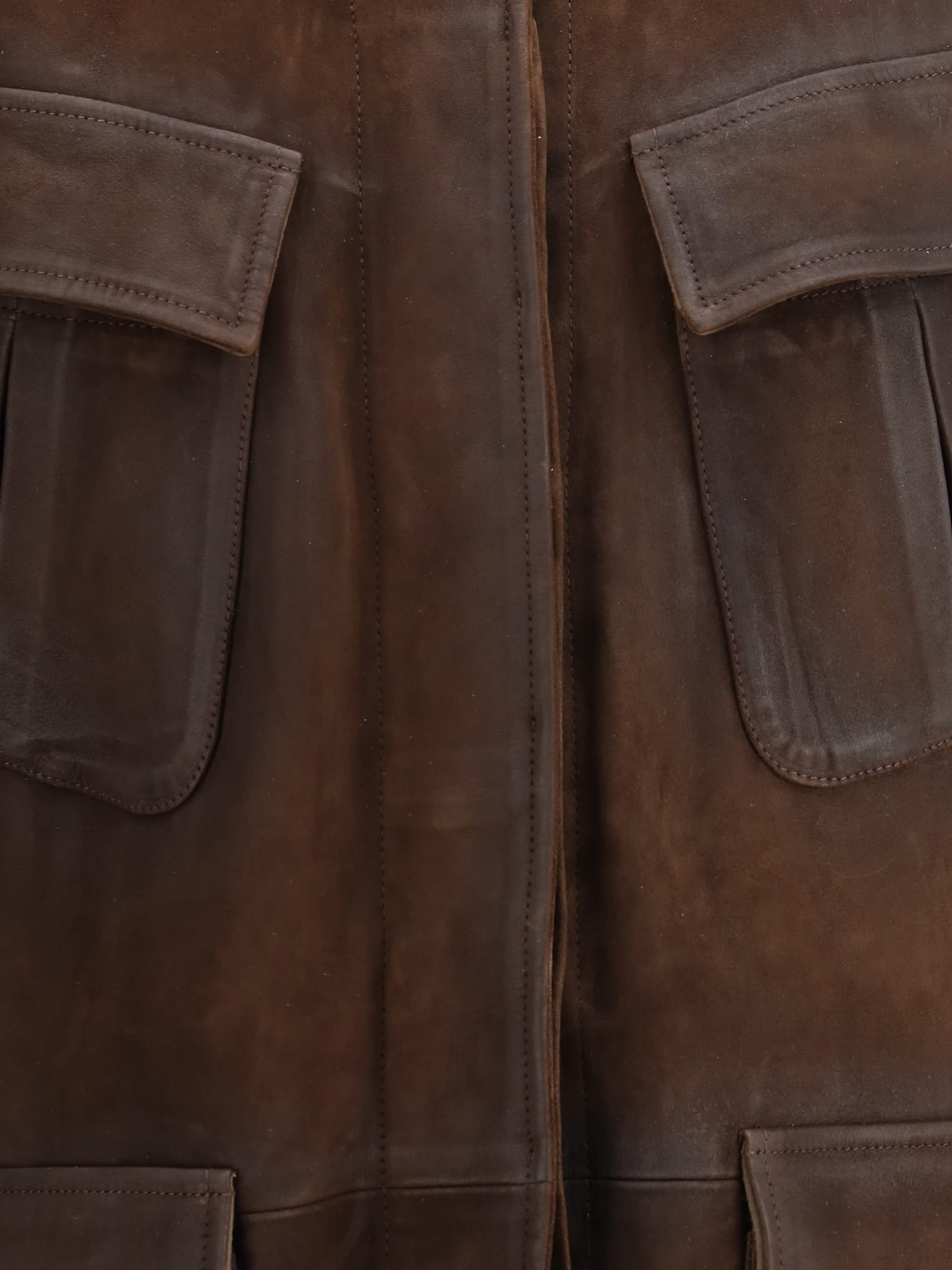 Valstar Sahariana Flap-pocket Suede Jacket In Brown