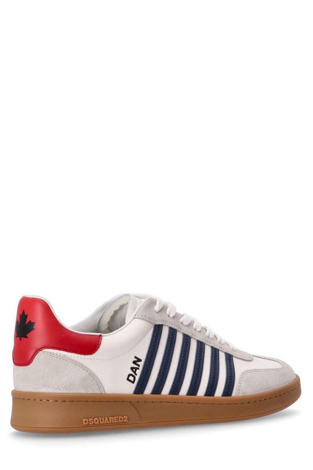 Shop Dsquared2 Round Toe Low-top Sneakers In White Blue Red