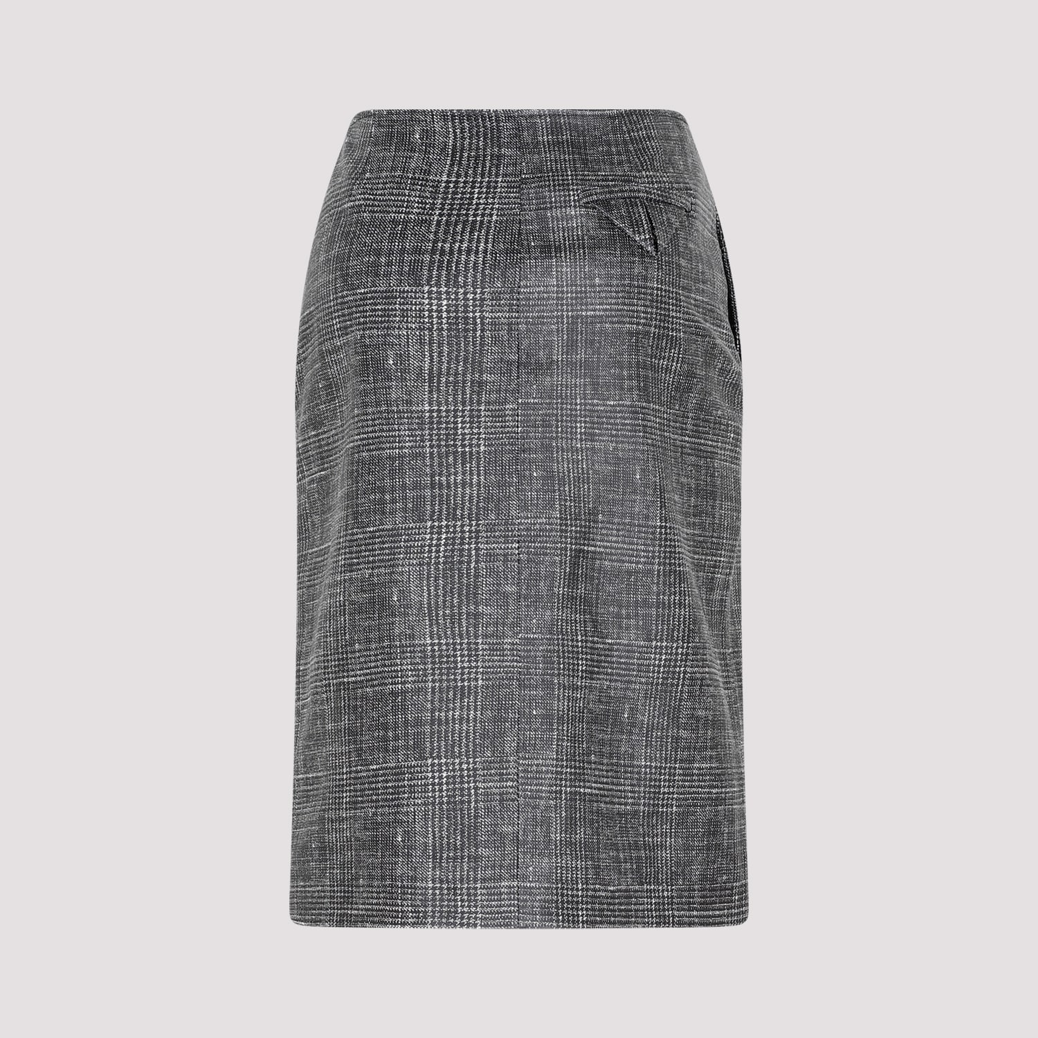 Bottega Veneta Stylish Black Printed Leather Midi Skirt For Women From Ss23 Collection In Black White