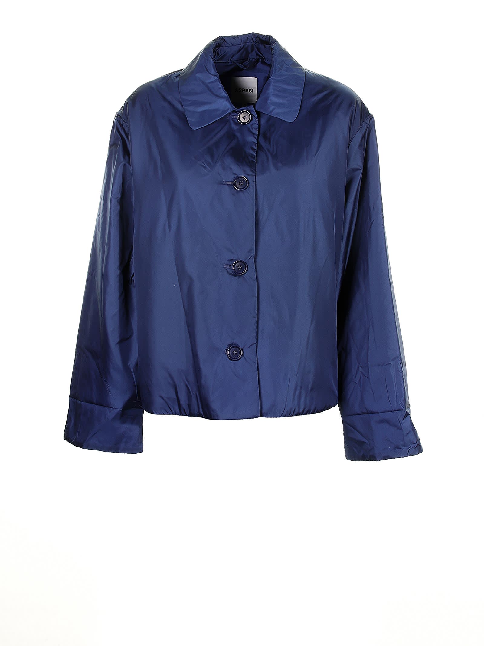 Aspesi Blue Jacket With Buttons In Bluette
