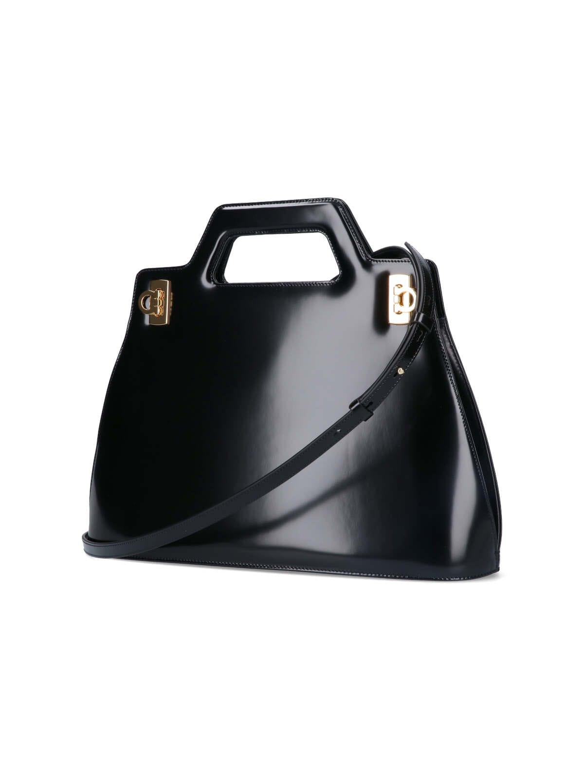 Shop Ferragamo Wanda Handbag In Black