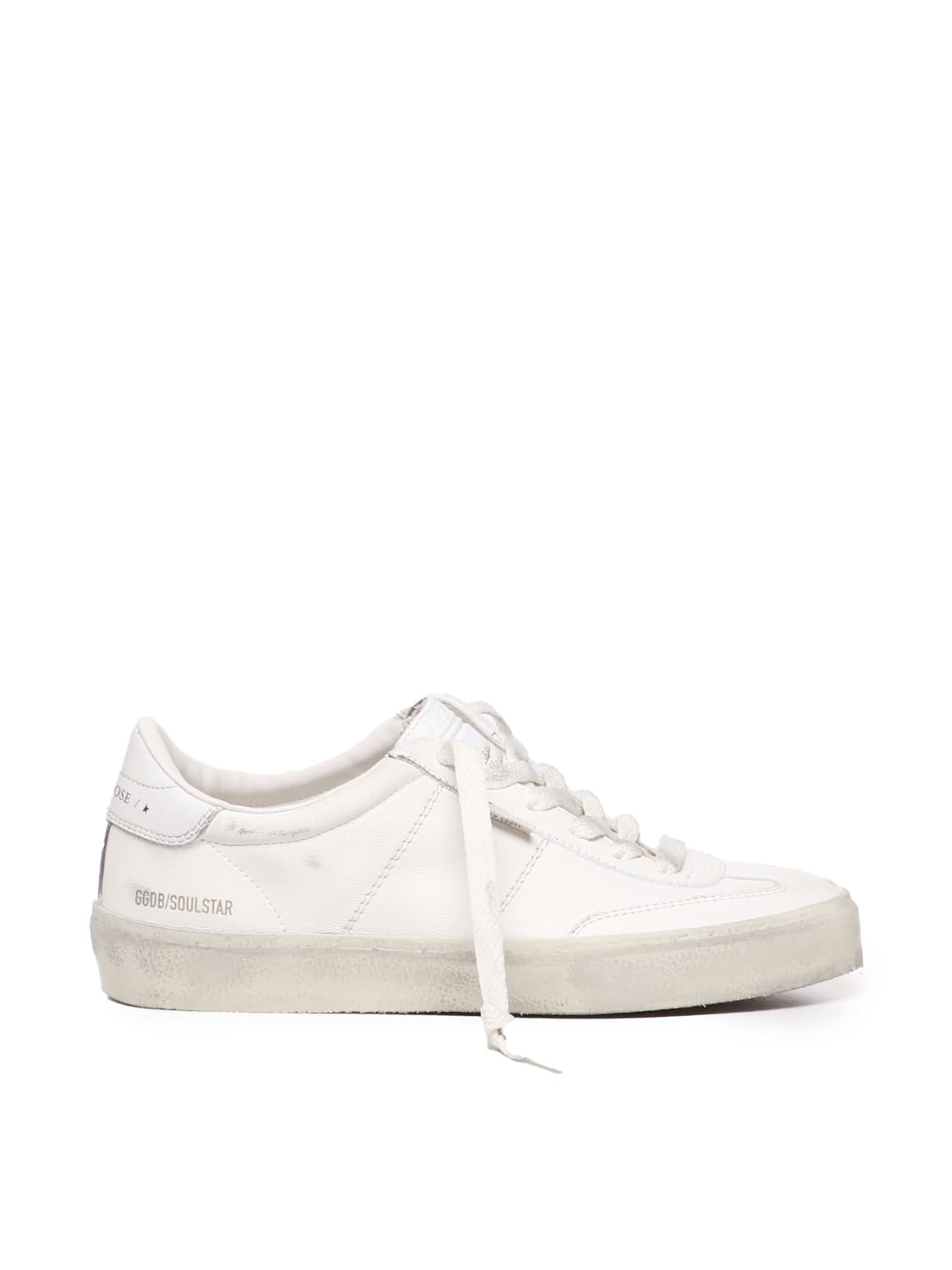 Golden Goose Soulstar White Low Top Sneakers With Logo Patch On The Tongue And Logo Lettering On Side And Heel In In White