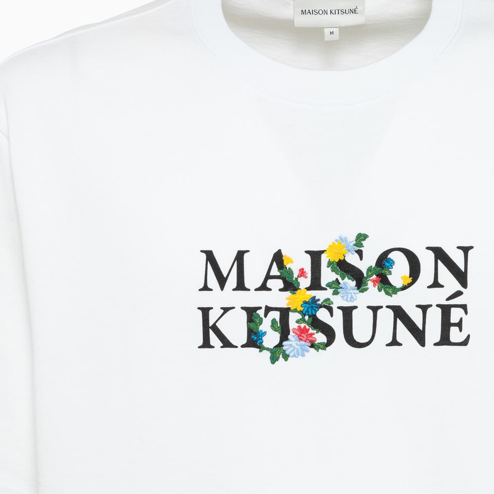 Shop Maison Kitsuné Maison Kitsune Flowers T-shirt In White