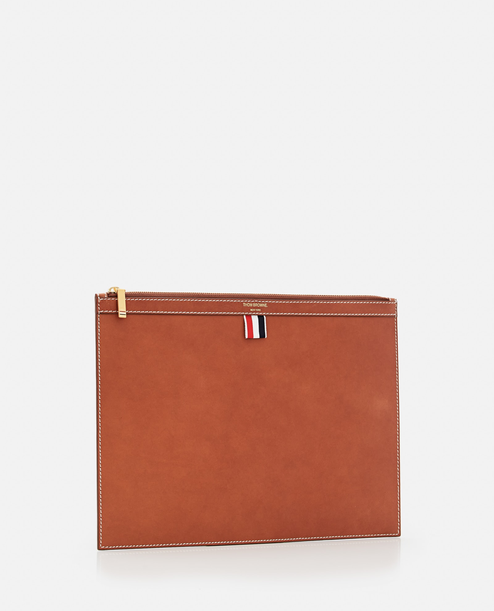 Shop Thom Browne Medium Document Holder In Tb Vacchetta In Brown