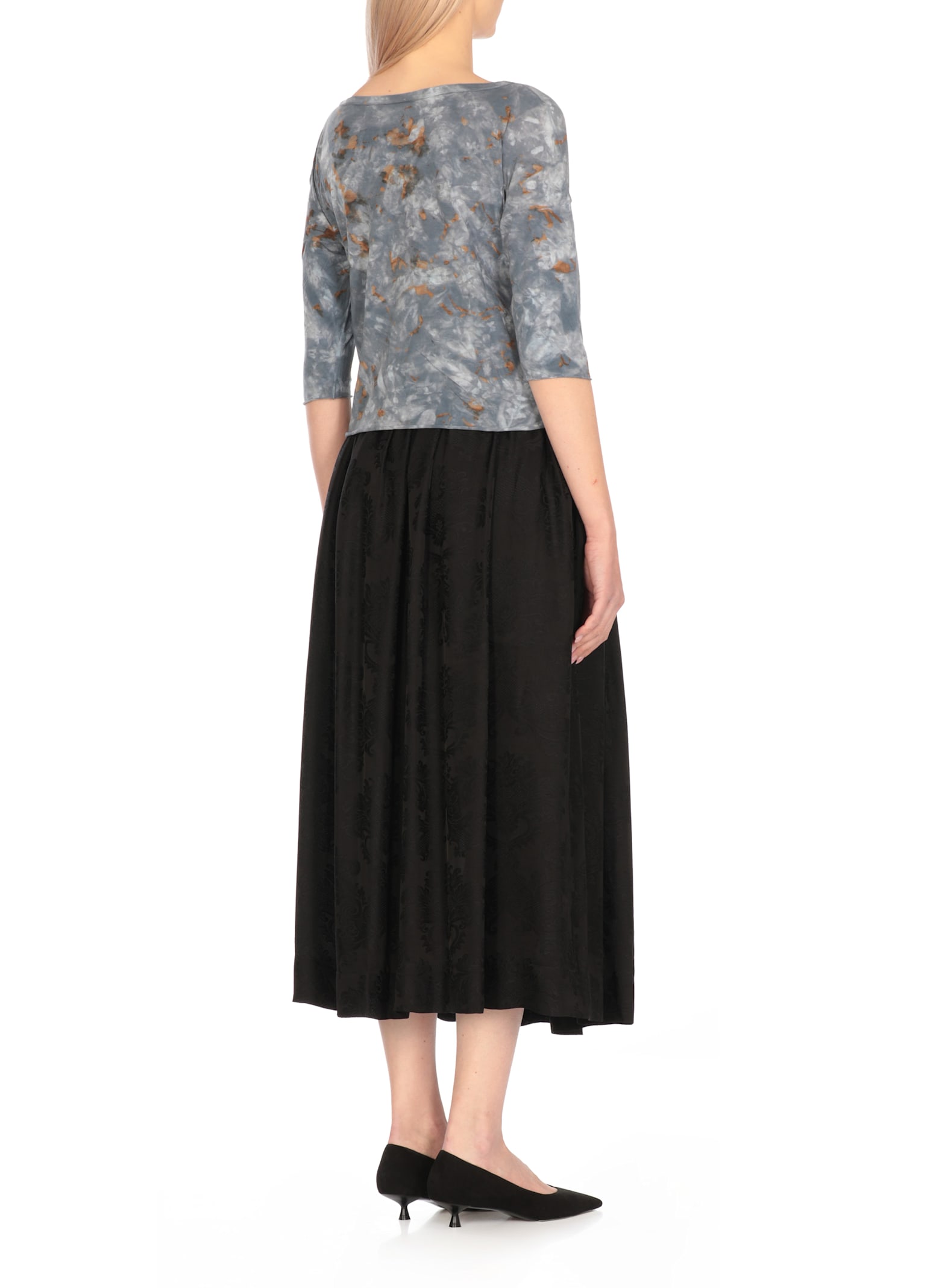 Avant Toi Contrasting Color Pattern Cotton Sweater In Blue